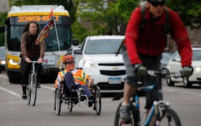 The evening rush hour traffic on Portland Avenue in Minneapolis.