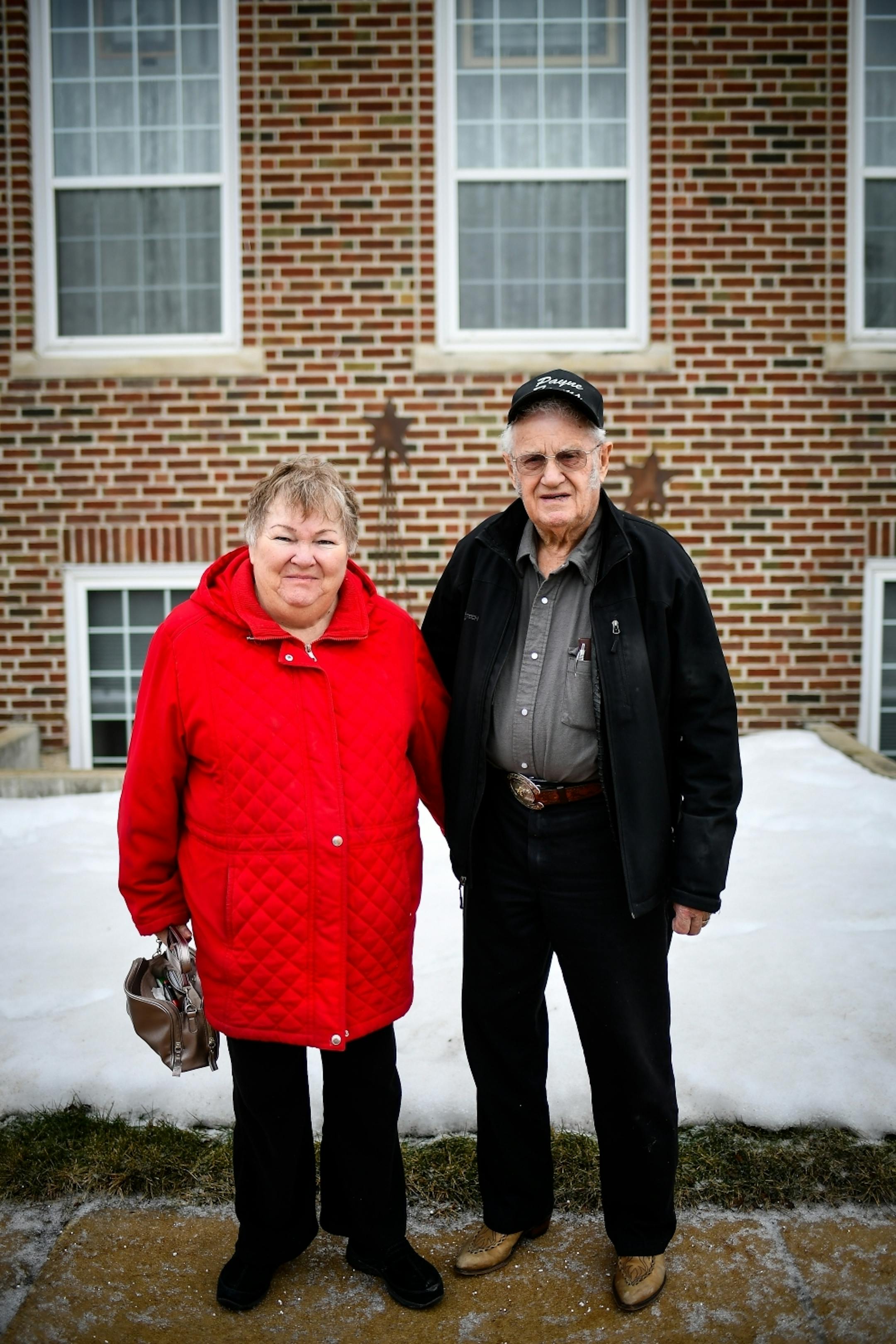 Verlis and Kathy Payne were photographed in Le Roy, Minnesota Tuesday. The two voted for Hillary Clinton in the last presidential election.