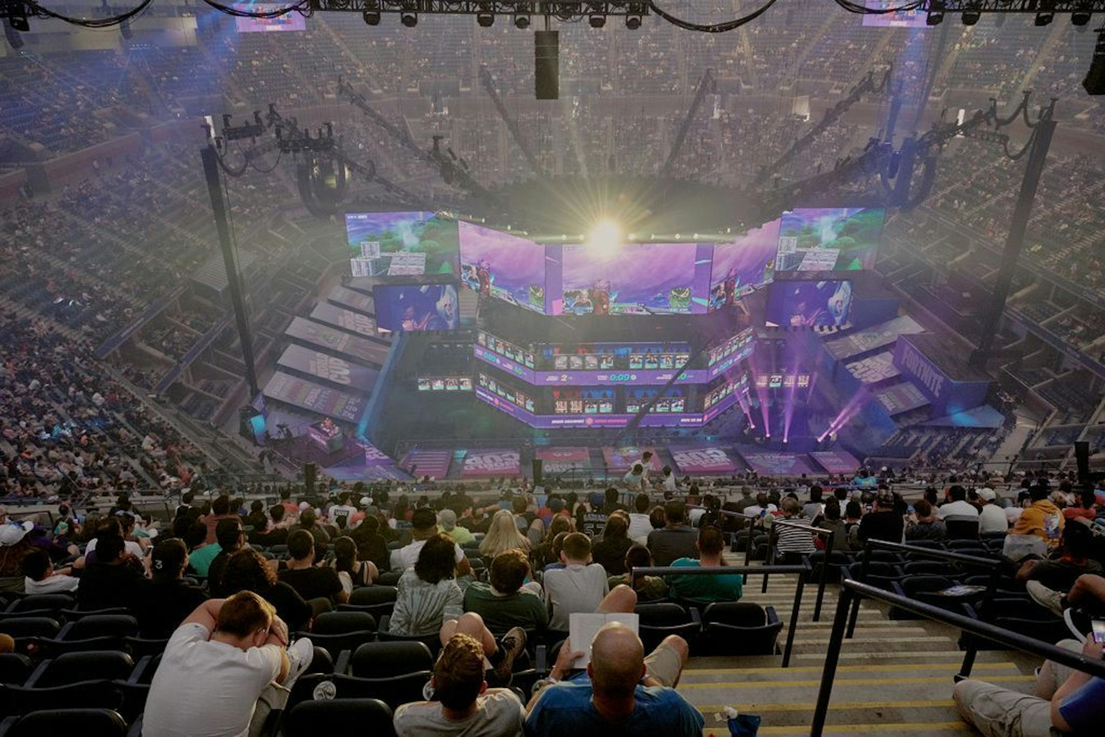 The Fortnite World Cup at Arthur Ashe Stadium in New York, July 26, 2019. The acres of grounds supported an immersive Fortnite festival, filling the venue with teenagers just weeks before the U.S. Open.