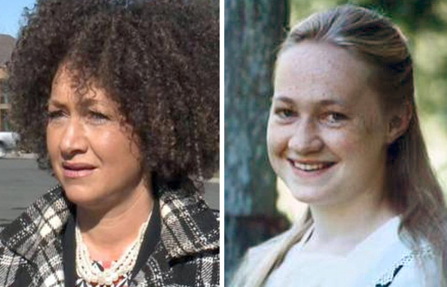 Rachel Dolezal, left, in 2015, and right, as an 18 year old.