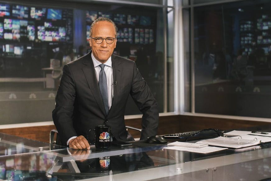 PHOTO MOVED IN ADVANCE AND NOT FOR USE - ONLINE OR IN PRINT - BEFORE JULY 31, 2016. -- Lester Holt, NBC Nightly News anchor, on set at NBC in New York, July 22, 2016. Holt, who will be anchoring the Olympics for NBC from Copacabana Beach in Rio, Brazil, has covered eight consecutive summer games.