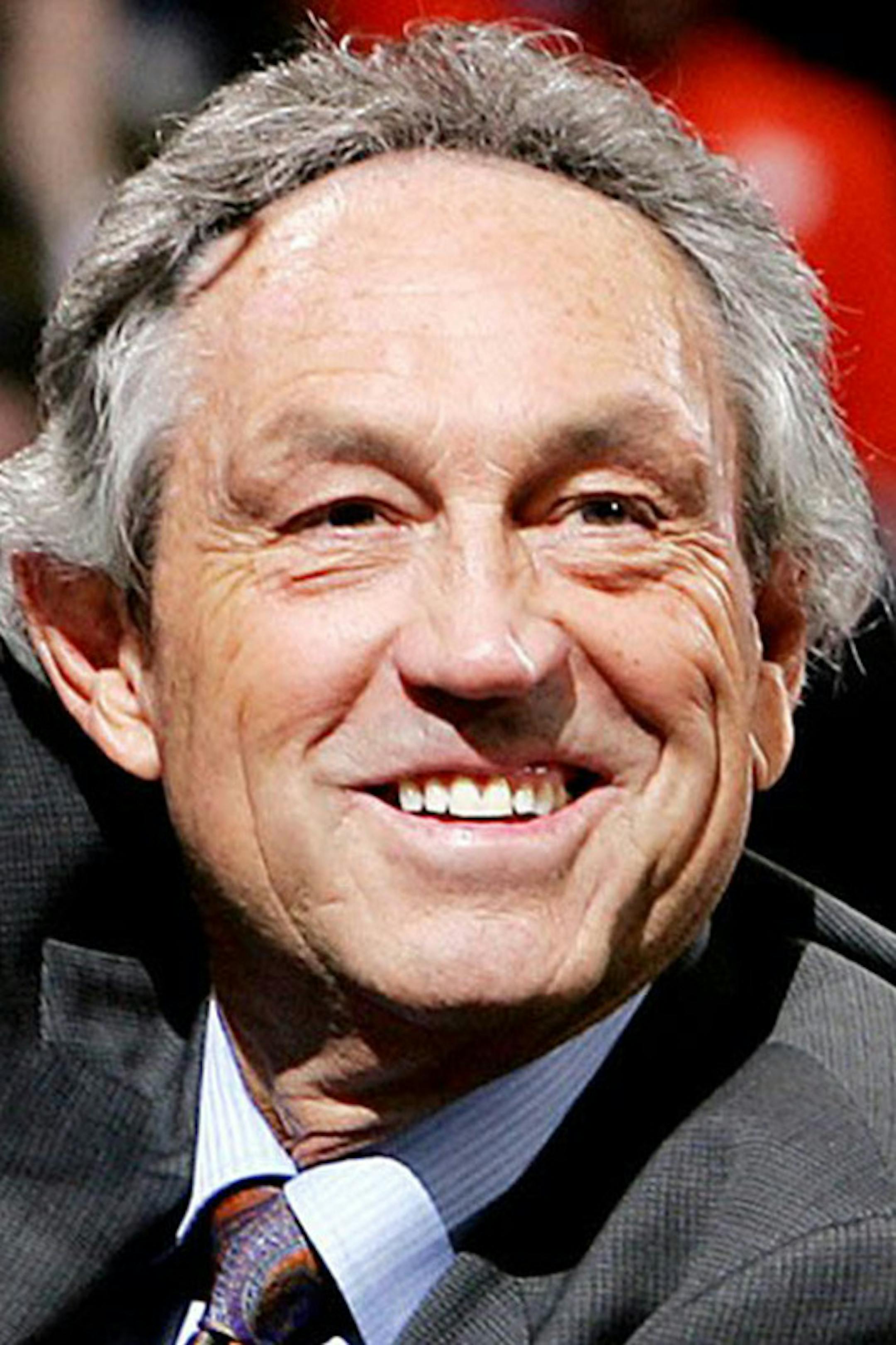 On March 13, 2005, Oklahoma State head coach Eddie Sutton celebrates his team's victory in the Big 12 Tournament title game against Texas Tech in Kansas City, Mo. Sutton, who was elected to the Naismith Memorial Basketball Hall of Fame on April 4, died Saturday, May 23, 2020 at his home in Tulsa at 84. (Rich Sugg/Kansas City Star/TNS) ORG XMIT: 1670760
