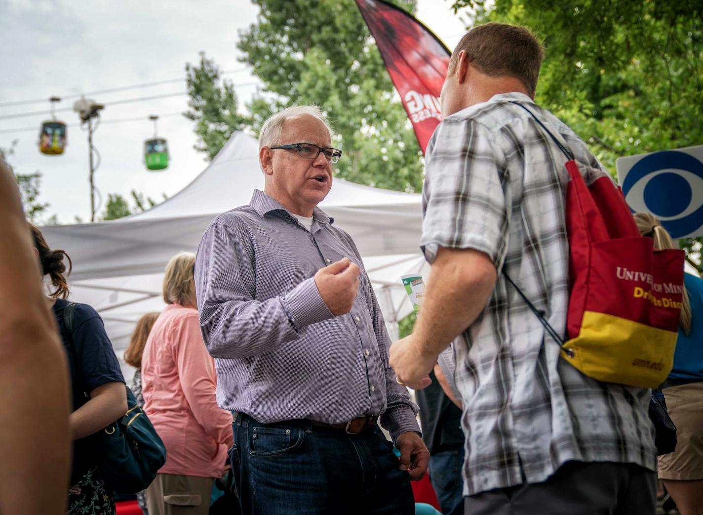 DFL candidate for governor Tim Walz talked with potential voters at the Minnesota State Fair about his ambitious agenda.