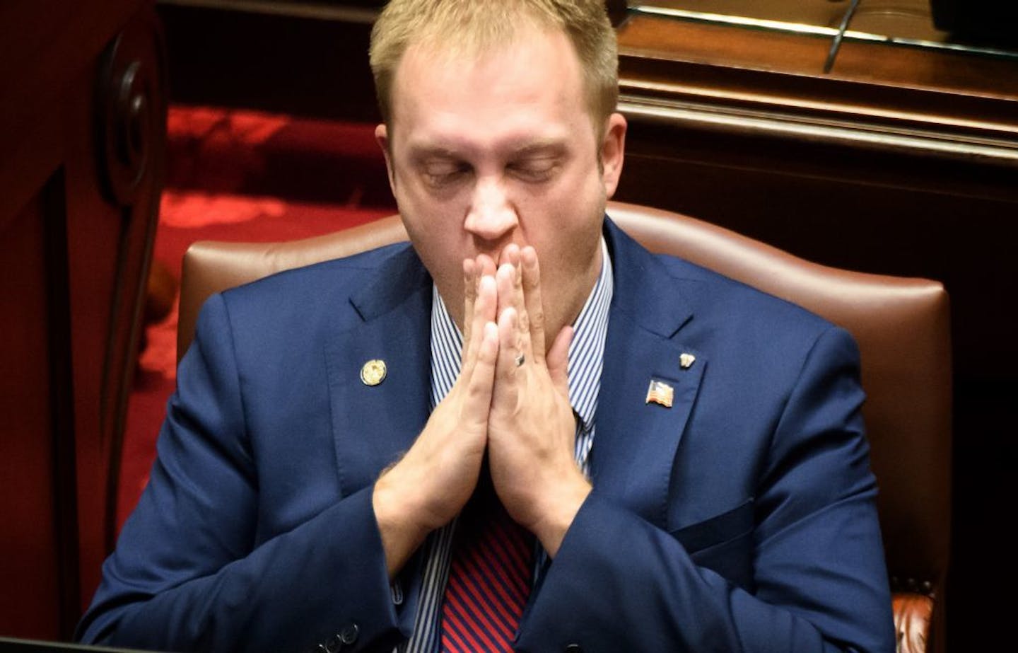 Senator Justin Eichorn, R-Grand Rapids tried to hold back a yawn at 6:52 a.m. as the Senate neared its special session adjournment deadline with major bills unresolved.