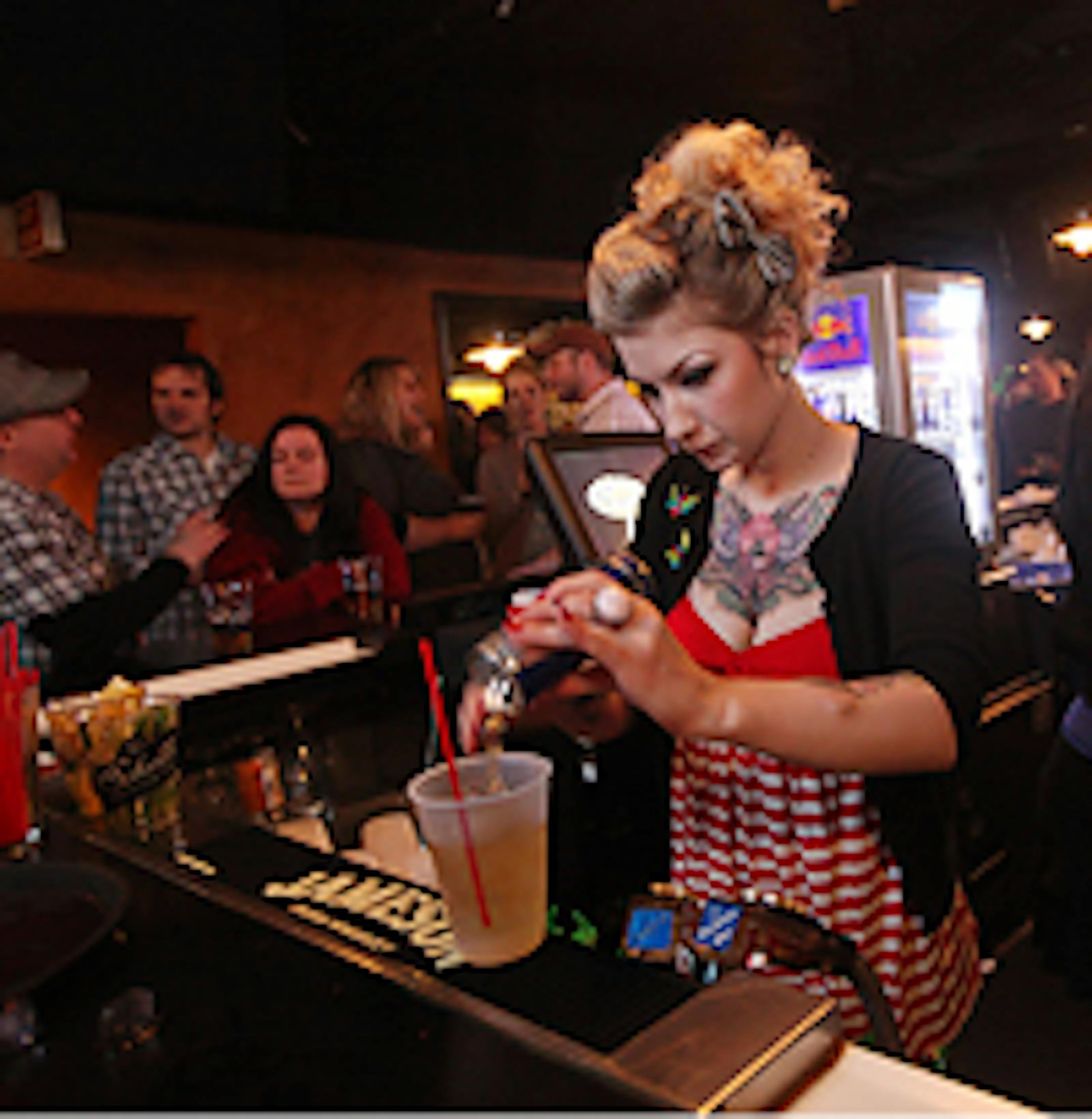 Bartender Shannon Pesta mixed a Red Bull cocktail at the Shanty at O'Gara's