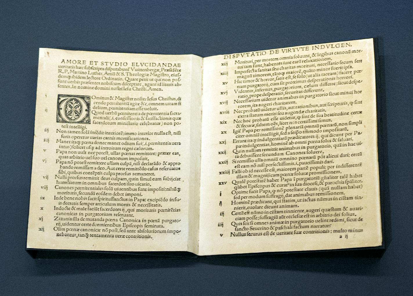 A 1517 copy of the 95 theses written by Luther, which triggered the protestant revolution, seen at The Minneapolis Institute of Art Thursday October 27, 2016 in Minneapolis, MN. ] First exhibition marking 500th anniversary of Martin Luther's "Ninety-Five Theses" opens at the Minneapolis Institute of Art October 30. Jerry Holt / jerry. Holt@Startribune.com