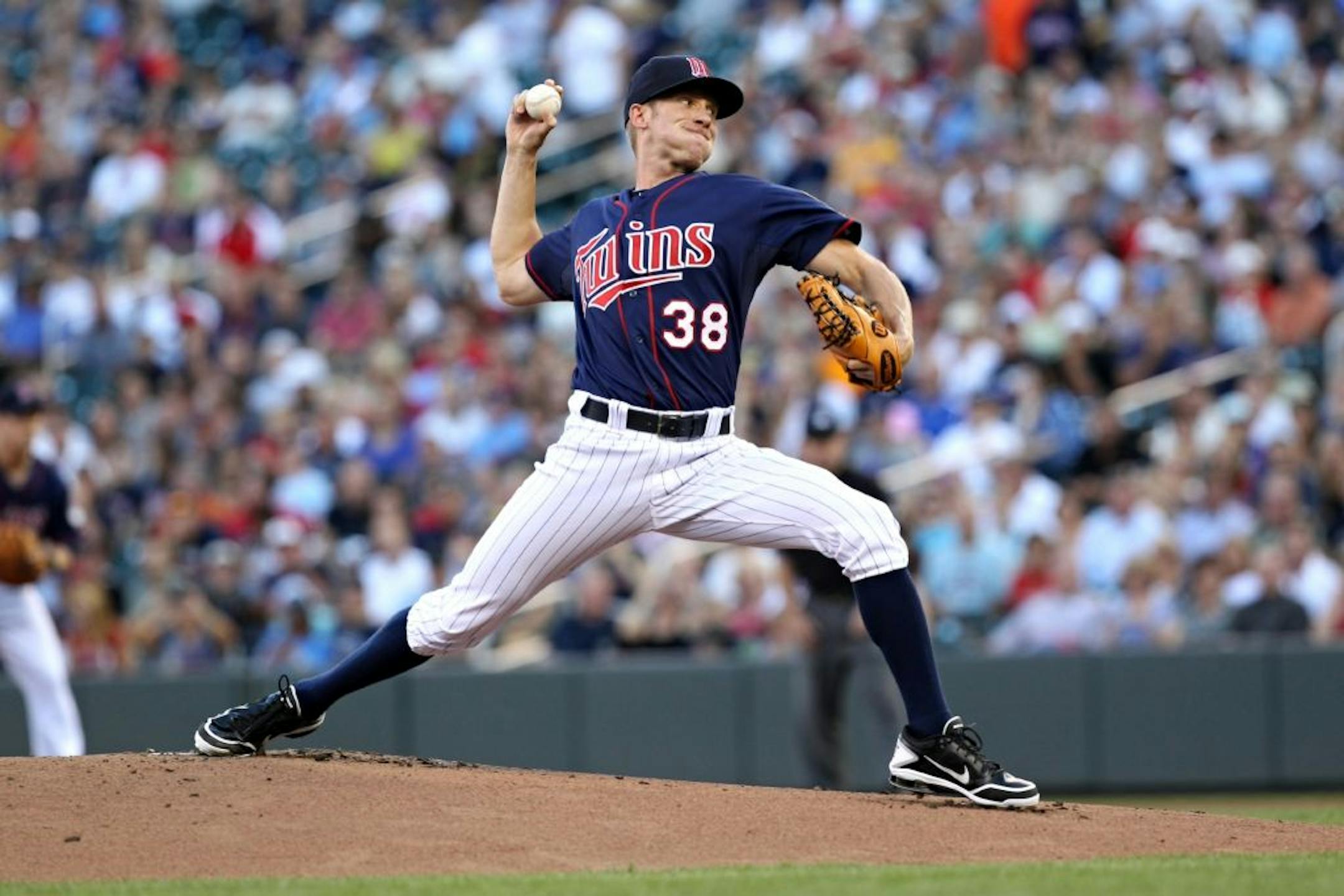 Twins pitcher Cole De Vries pitched in the first inning during a Twins vs. White Sox game at Target Field in Minneapolis, Minn., on July 30, 2012.