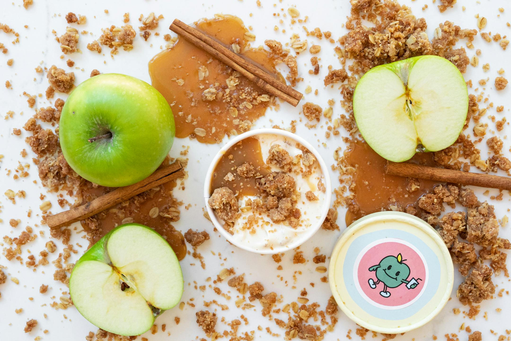 Apple crisp ice cream is a 2023 Minnesota State Fair collaboration between A to Z Creamery and Granny's Apples &amp; Lemonade