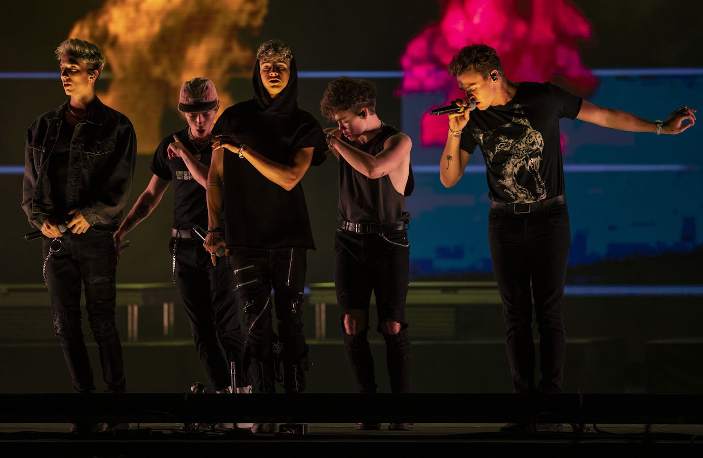 Jonah Marais, a member of the band Why Don't We, sang a solo part of one of the bands opening songs to thousands of screaming young fans at the Grandstand on Friday night. Marais is from Stillwater, Minnesota and used to work at the State Fair.