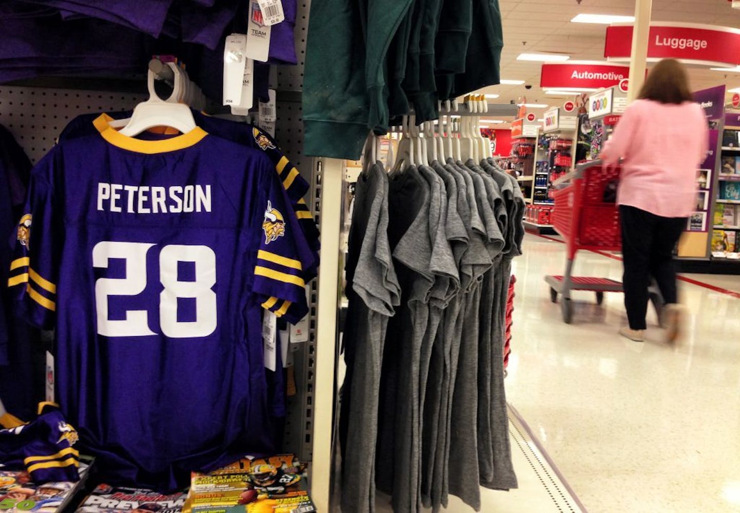 There was still at least one Adrian Peterson jersey available Wednesday afternoon at an Eagan, MN Target store.