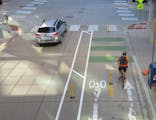 The Duluth-Superior Metropolitan Interstate Council in Duluth created and is testing a dedicated bike lane that runs for three blocks.