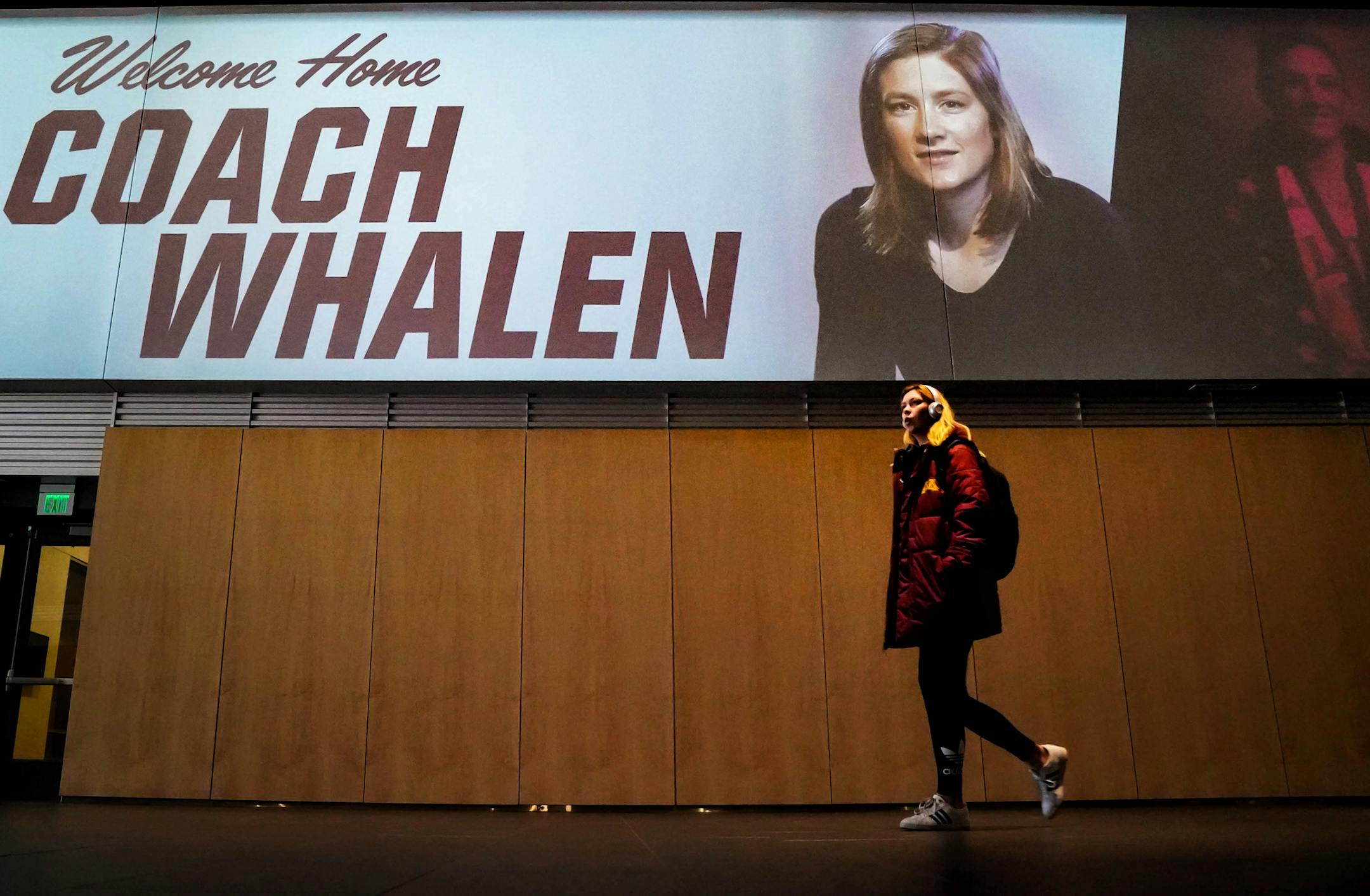 Signs in the Bierman Field Athletic Building welcomed Lindsay Whalen as the new coach of the Gopher women Basketball team.
