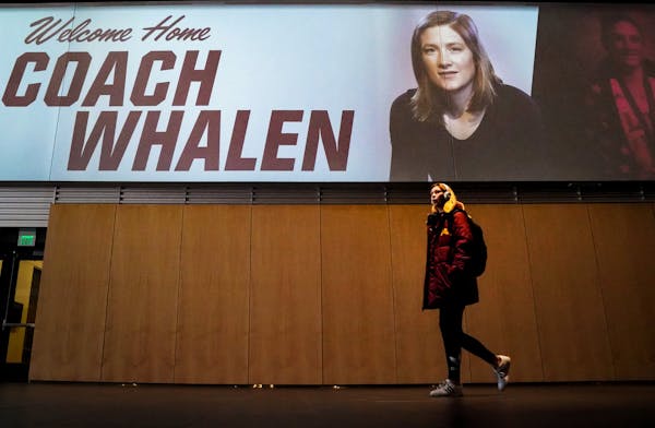 Signs in the Bierman Field Athletic Building welcomed Lindsay Whalen as the new coach of the Gopher women Basketball team.