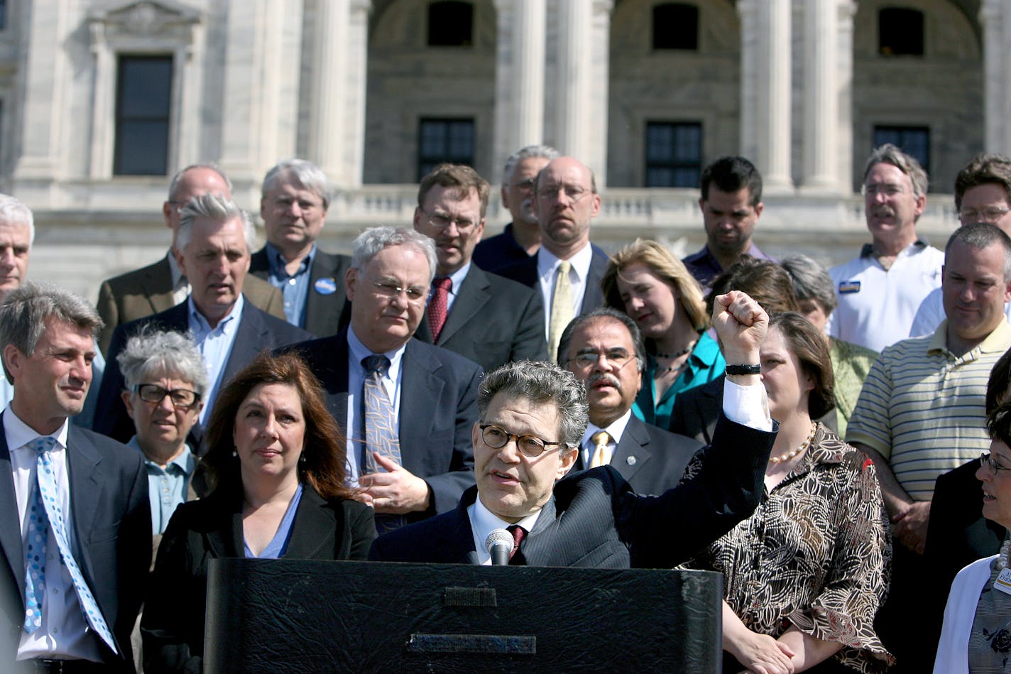 Backed by DFL and Democratic officials, Senate candidate Al Franken kicked off his campaign Monday on the steps of the State Capitol. Franken, who was endorsed by the party over the weekend, also headed out on a four-day tour of the state.