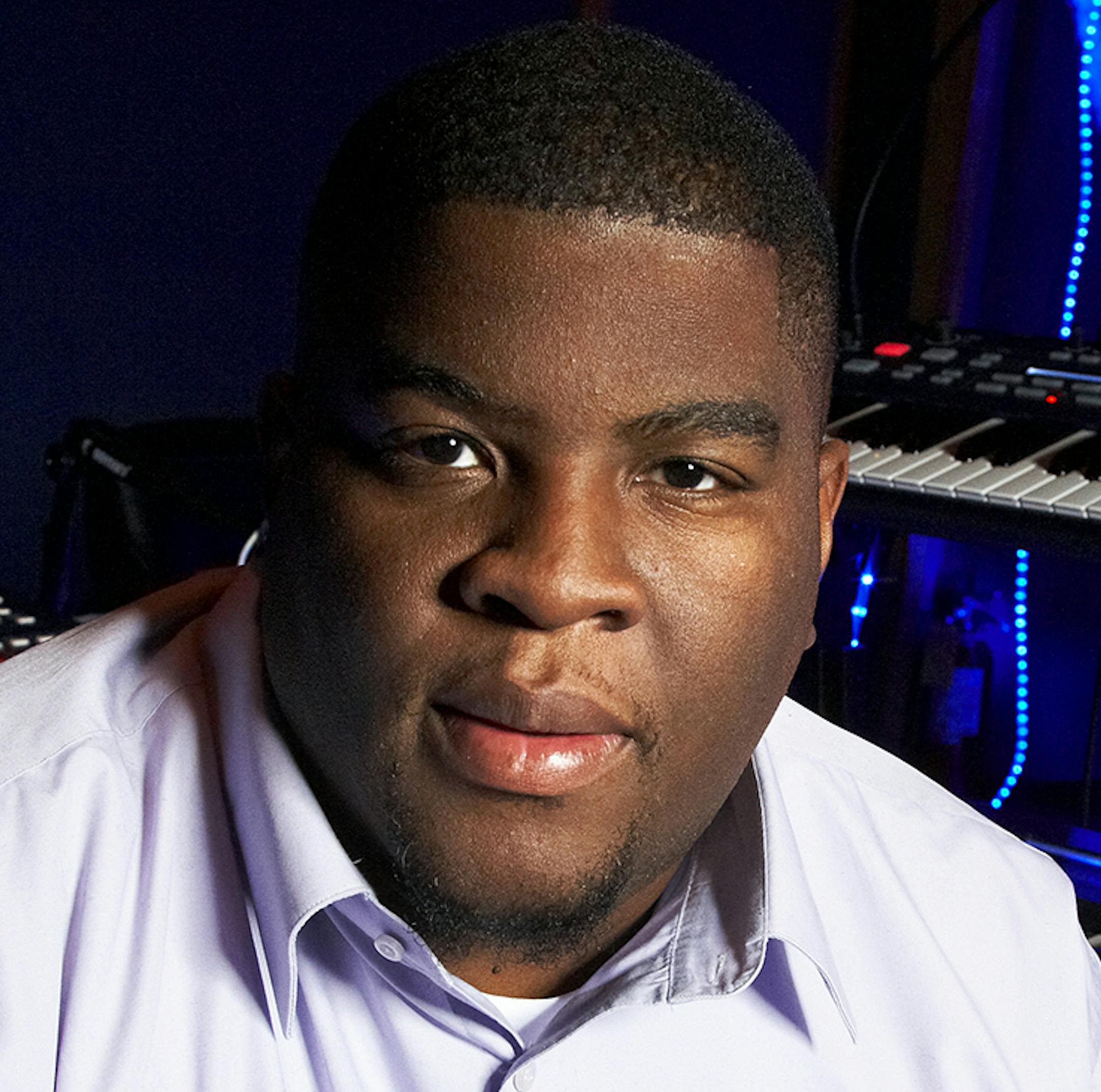 This Jan. 29, 2013 photo shows Grammy-nominated producer Salaam Remi posing for a portrait at his studio in New York. Remi, best known for his work with Amy Winehouse and Nas, is nominated for non-classical producer of the year at Sunday’s Grammy Awards. Last year, his production credits include songs on Nas’ “Life Is Good” and Miguel’s “Kaleidoscope Dream,” as well as Alicia Keys’ R&B hit “Girl on Fire.” (Photo by Dan Hallman
