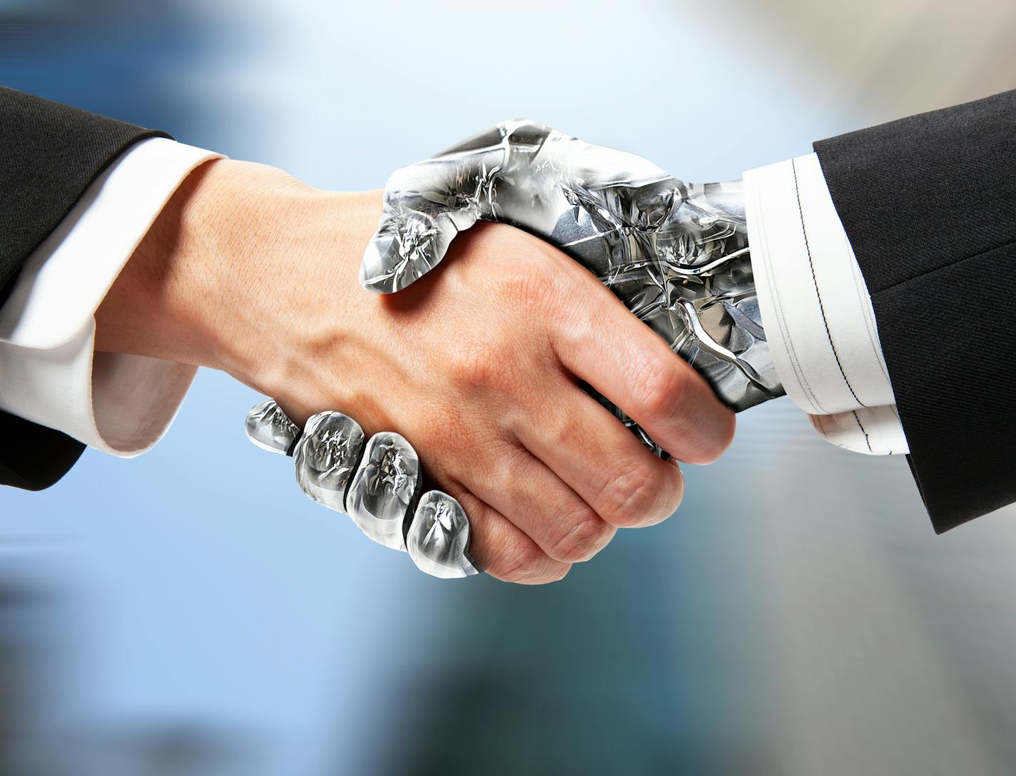 Robot and human handshake