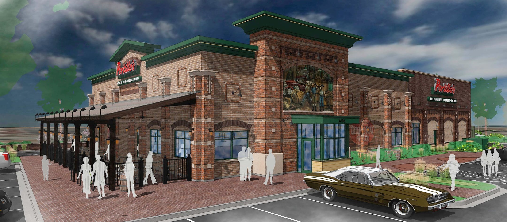 Rendering of what the Portillo's in Maple Grove is likely to look like.