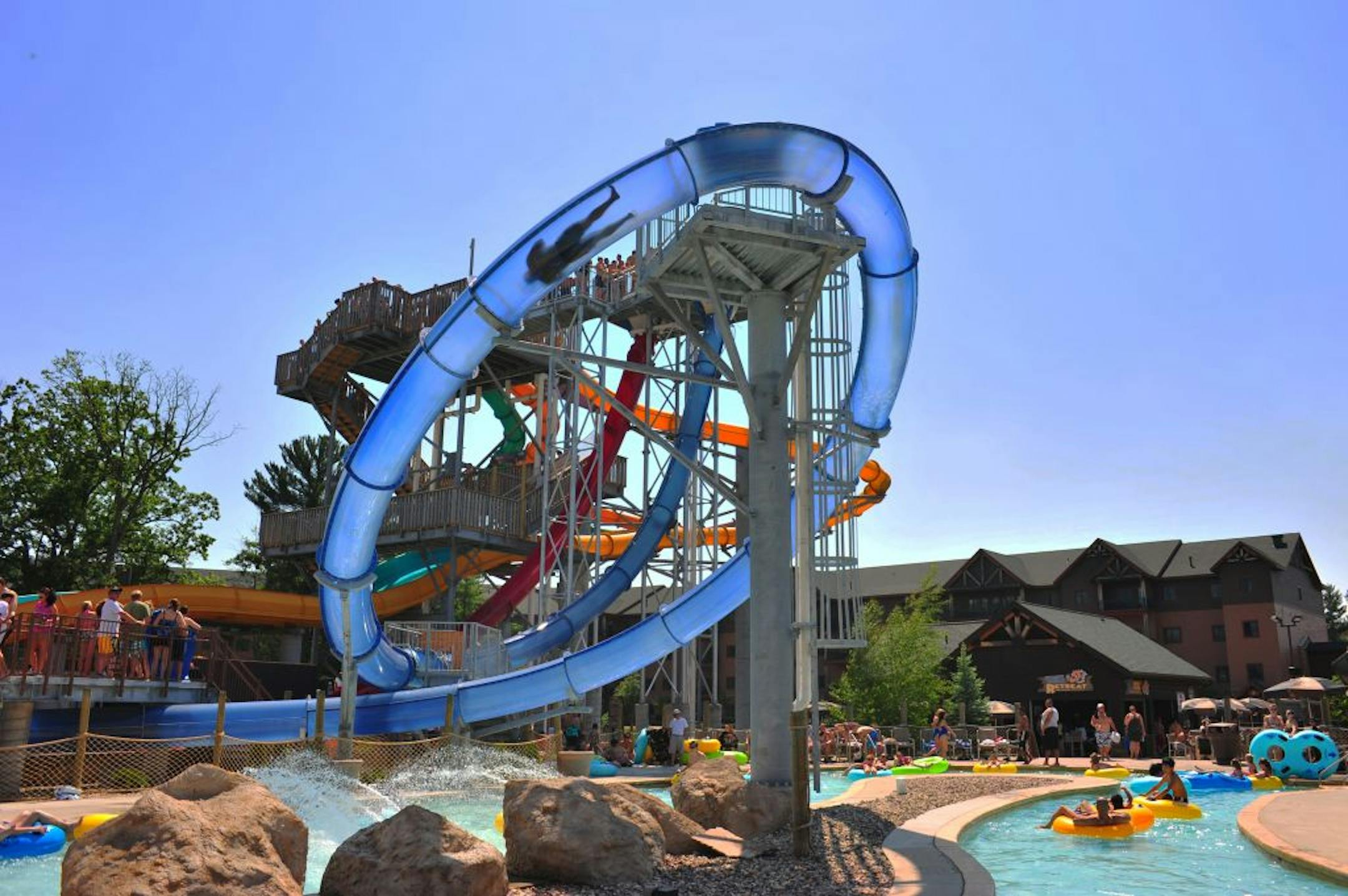 The Lunar Loop, a new slide at Wilderness Resort, gives riders a thrilling spin.