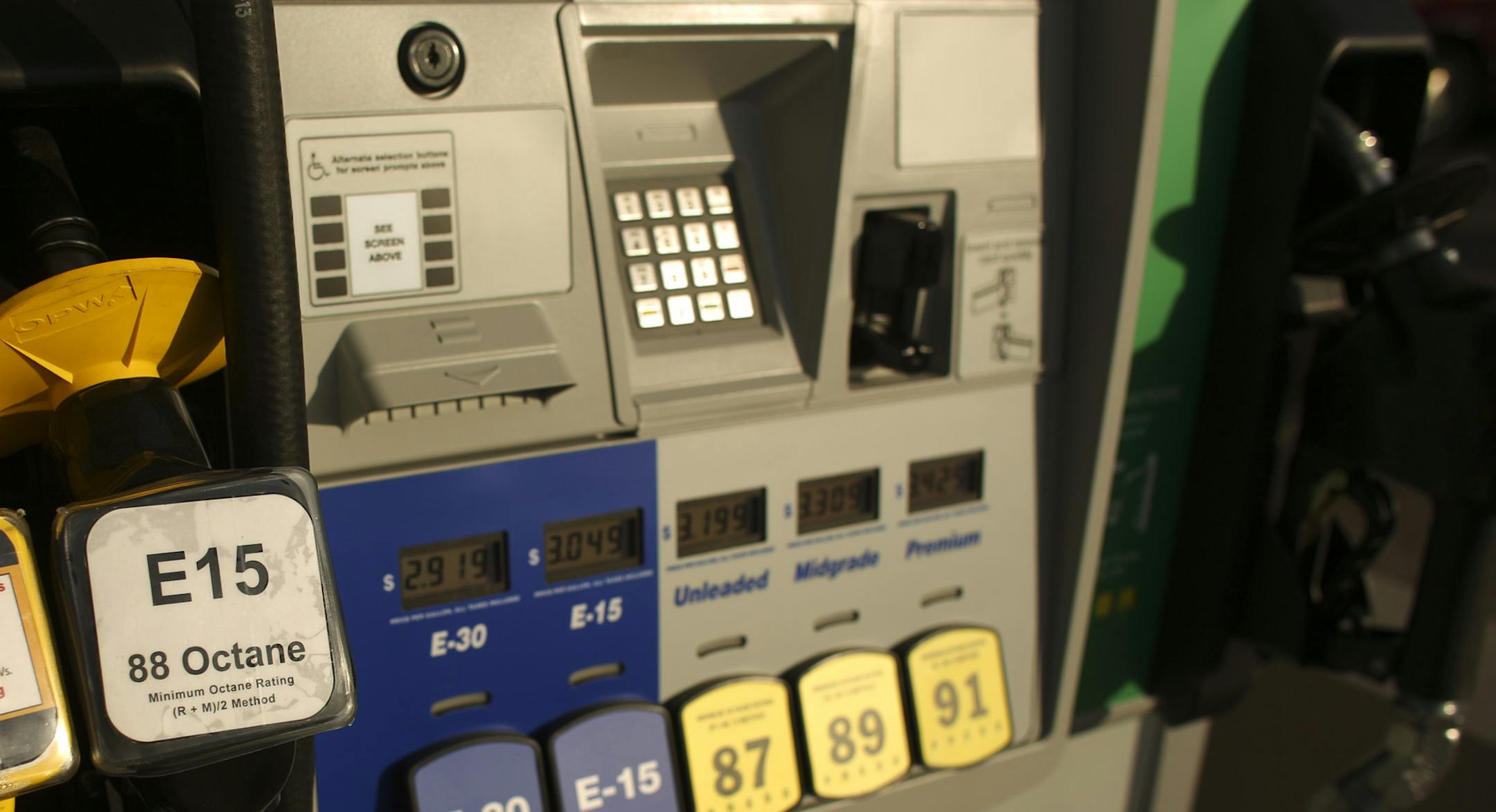 The higher-ethanol fuel blend called E15 has hit the Twin Cities through an unusual marriage between the state corn growers and independent gas stations. The first E15 pump opened this month at Rich Bohnen's station in south Minneapolis, under a new brand name Minnoco with new pumping equipment designed for E15 that was financed by the corn growers' trade group. The new pumps at Rich Bohnen's service station at 60th and Penn Ave. S. in Minneapolis Monday afternoon, October 28, 2013. The pumps di