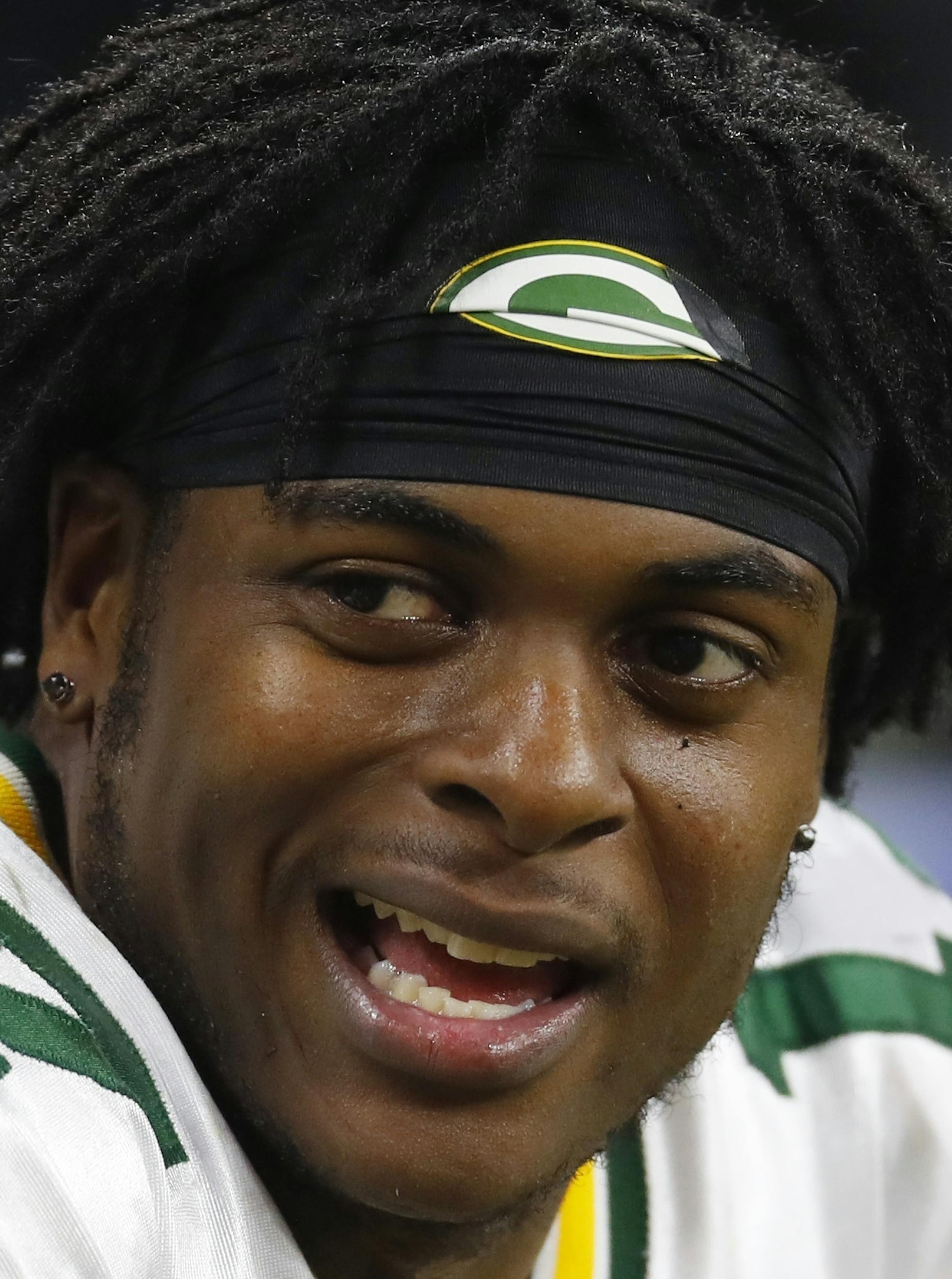 Green Bay Packers wide receiver Davante Adams is seen on the bench during the second half of an NFL football game against the Detroit Lions, Sunday, Jan. 1, 2017, in Detroit. (AP Photo/Paul Sancya)