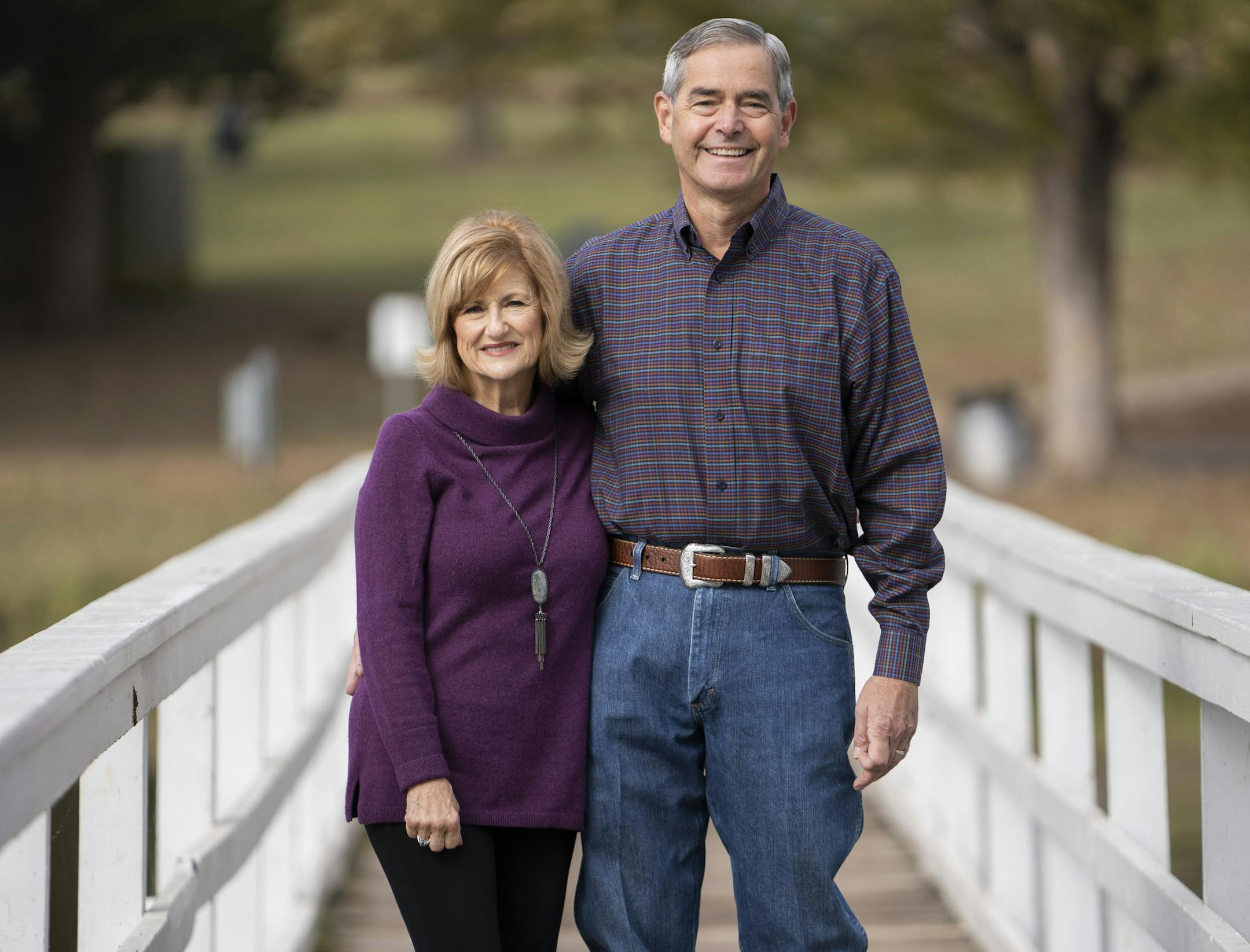 Lynn and Michael Terry, recent retirees who sold their successful horse-trailer business to its employees, near their home in Chickasha, Okla., Oct. 19, 2020. A sale to employees keeps the company local, and that may be more important to some owners than getting the highest price. (Nick Oxford/The New York Times) ORG XMIT: XNYT53