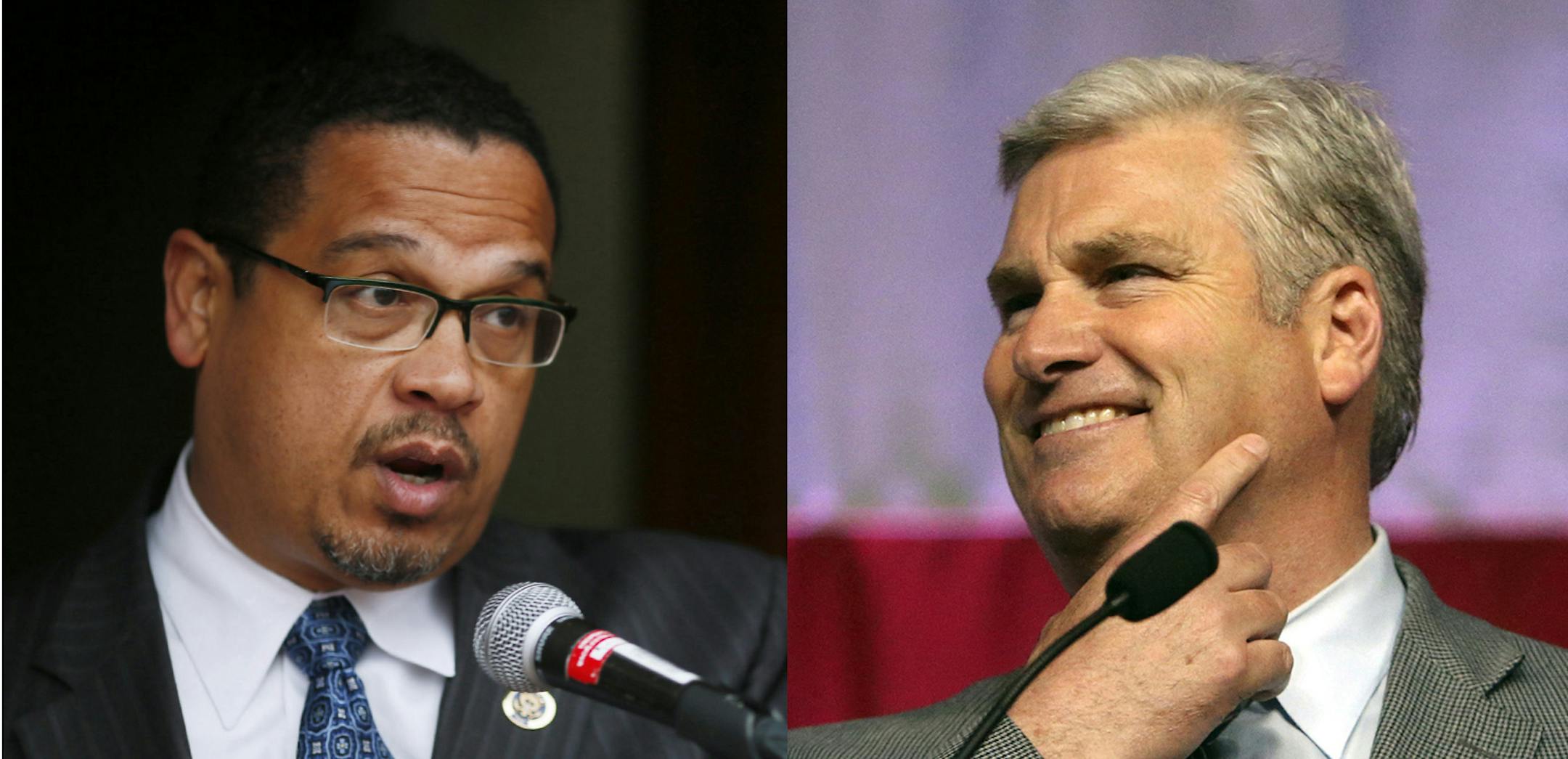 JERRY HOLT startribune and DAVIDJOLES/STARTRIBUNE Representative Keith Ellison and Representative Tom Emmer. ORG XMIT: MIN1504221856304900