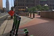 Scooters were available Monday outside the Hennepin County Government Center, across the street from Minneapolis City Hall.