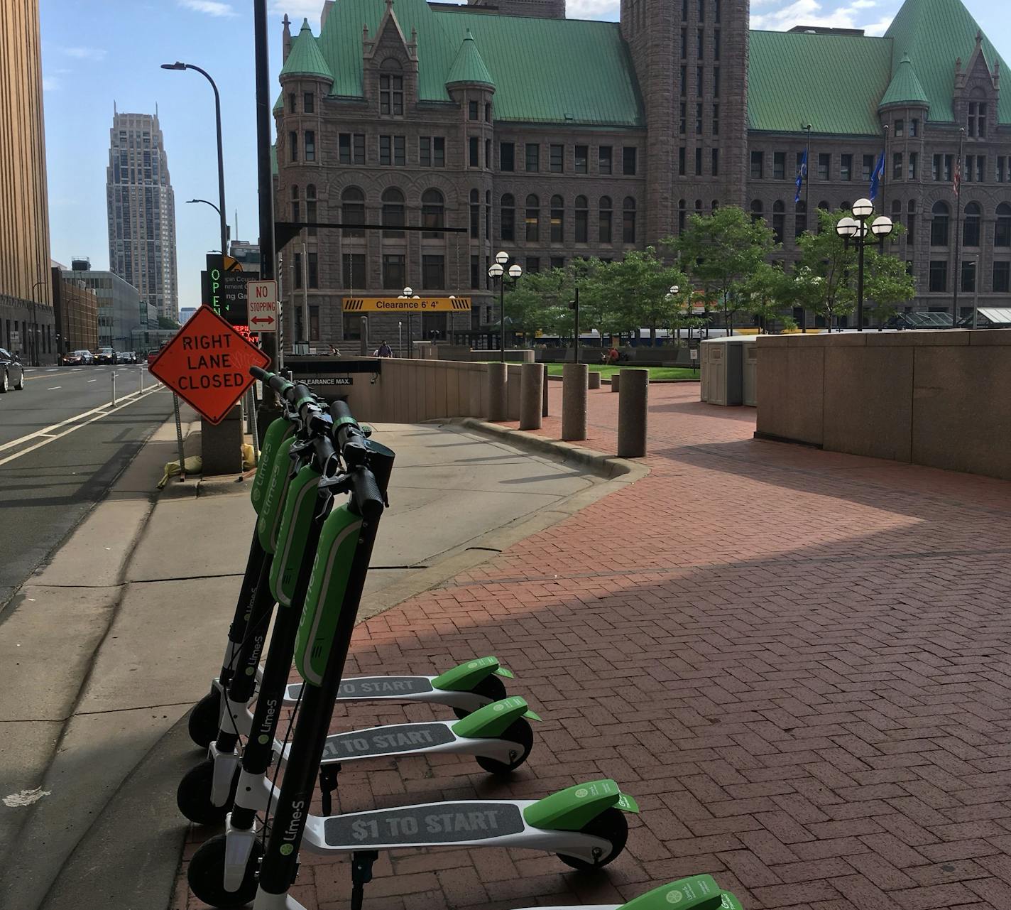 Scooters were available Monday outside the Hennepin County Government Center, across the street from Minneapolis City Hall.