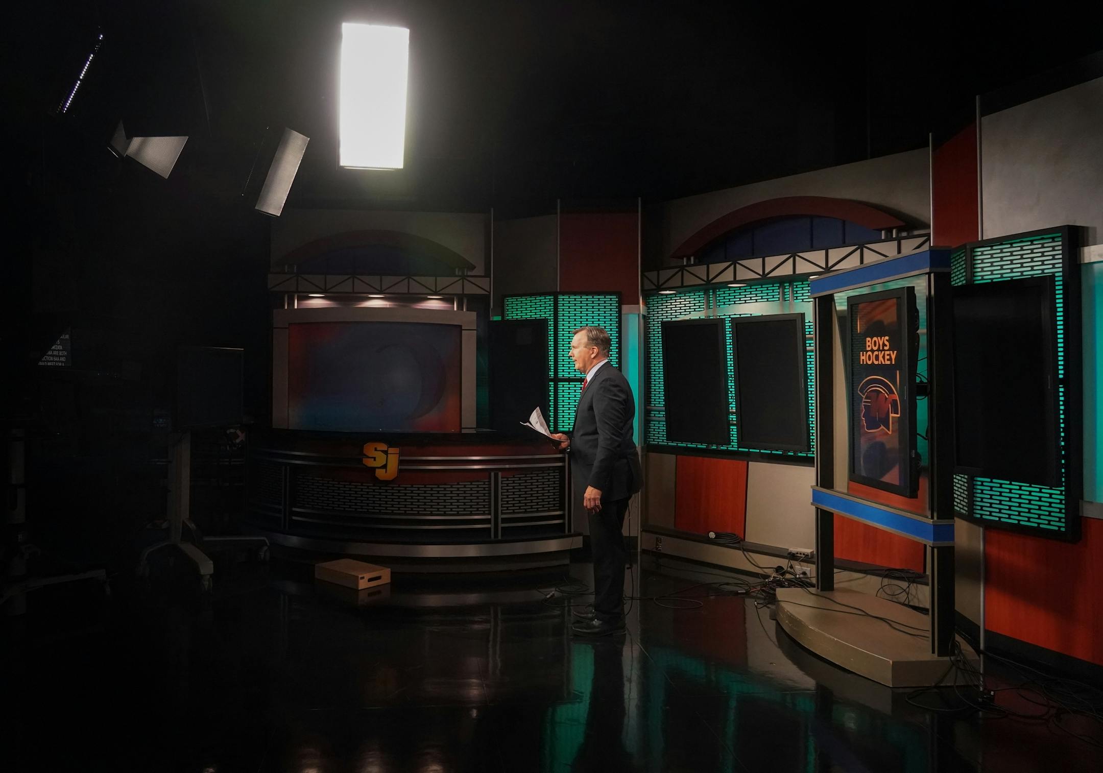 CCX Media Sports Director John Jacobson was on the set during a live broadcast on Friday, Feb. 14, 2020.