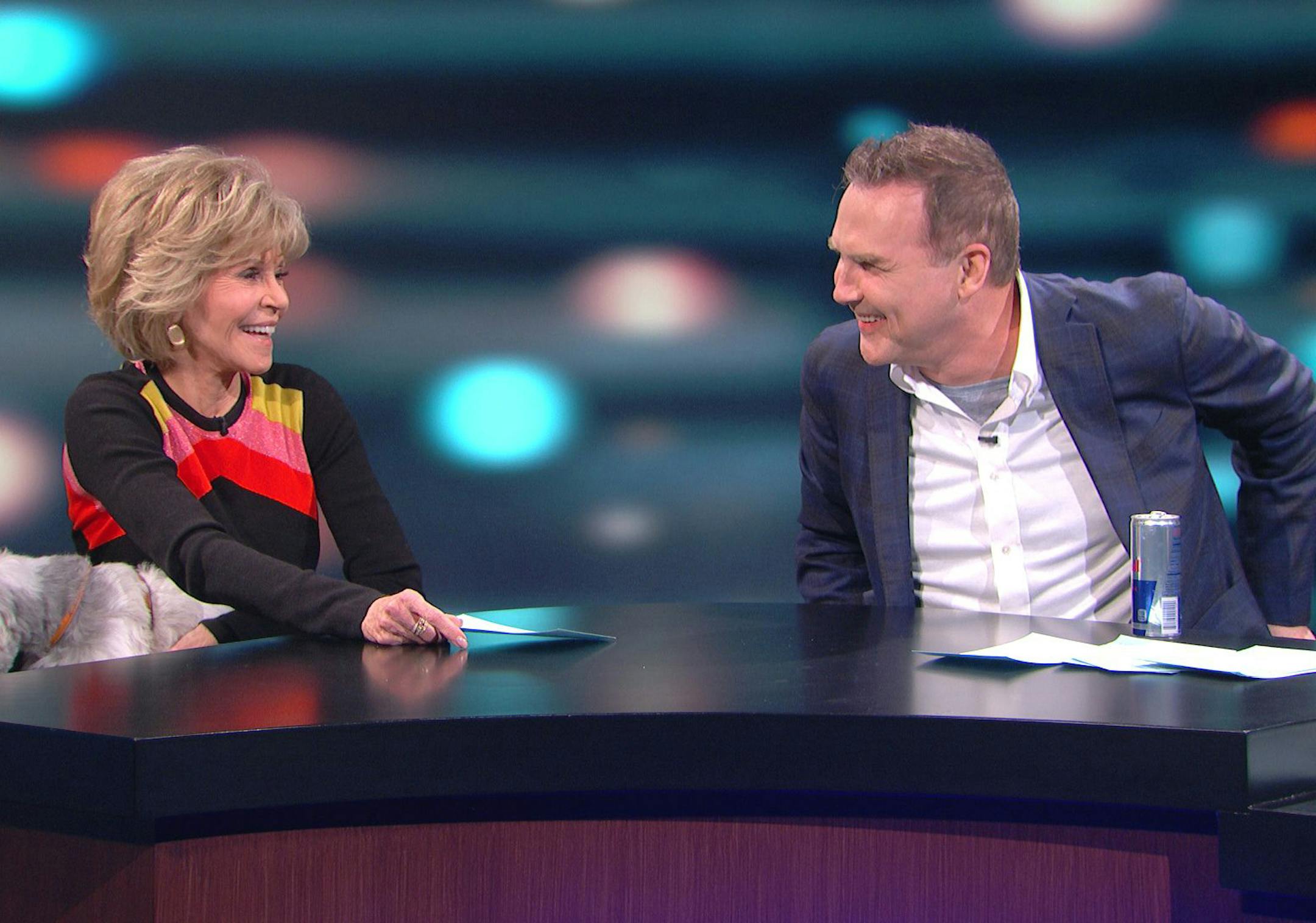 Jane Fonda and host Norm MacDonald on "Norm Macdonald Has a Show."