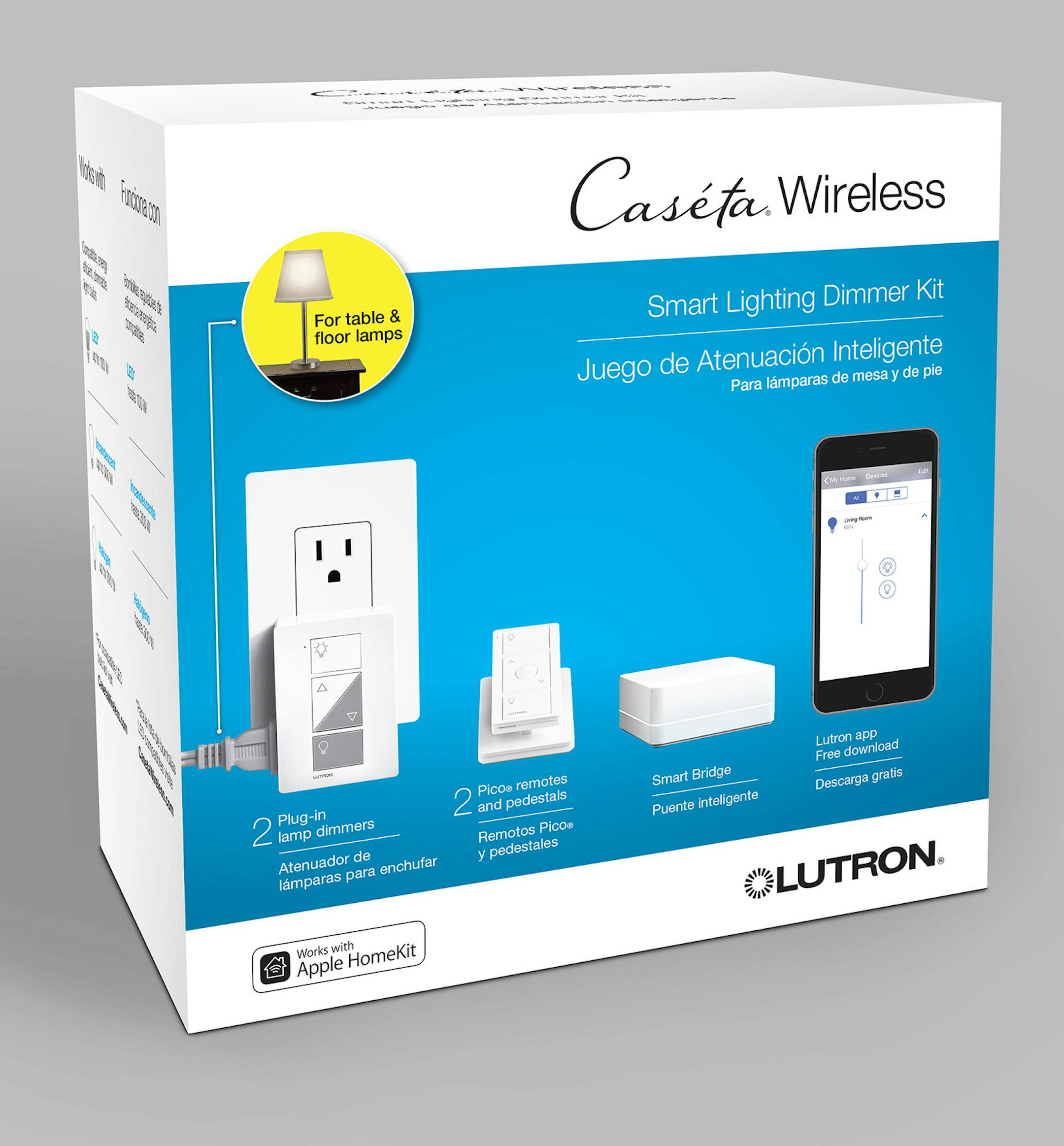 Turn any floor lamp into a dimmer with Lutron's Caseta Wireless Smart Lighting Dimmer Kit for table and floor lamps. The starter kit comes with two remotes, a bridge that plugs into Wi-Fi and two plugs. The app allows users to create lighting scenes and schedules. $190, www.amazon.com (Amazon) ORG XMIT: 1205604