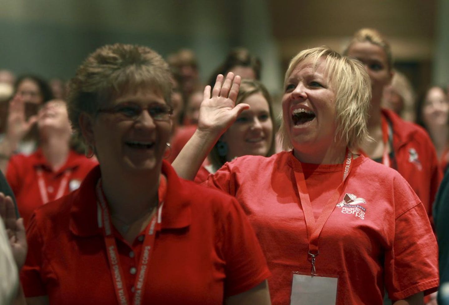 Susan Enzminger, of Morris, MN joined nearly 800 Minnesota Reading Corps Members as they took part in the Americorps service pledge to commit to a year of national service on Wednesday, August 10, 2011 at the Paul RiverCentre. Minnesota Reading Corps is the largest state Americorps program in the country. It works to close the achievement gap so that every Minnesotan child can become a successful reader by the end of the 3rd grade.