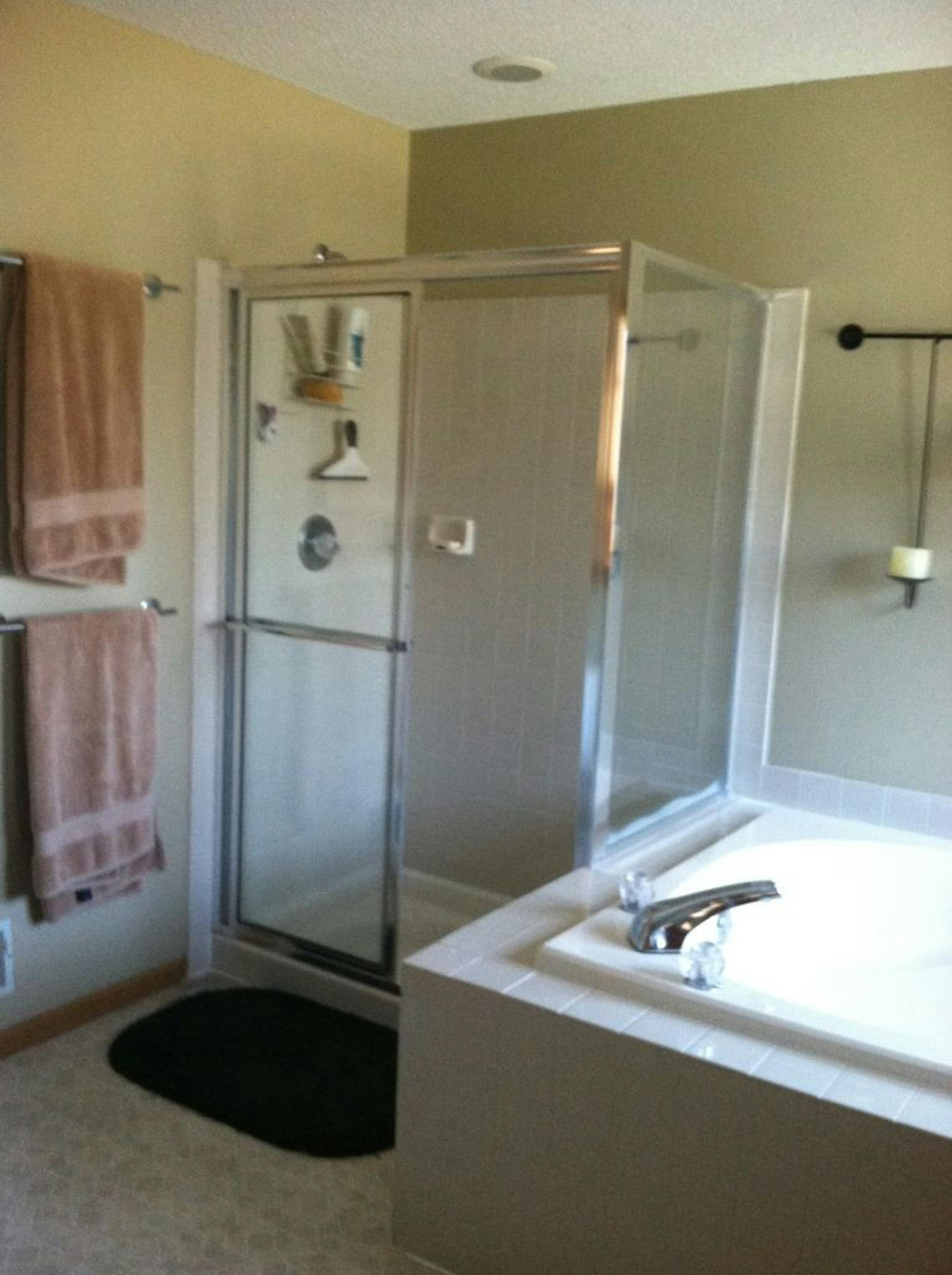 BEFORE - master bathroom makeover by White Crane Construction. Provided