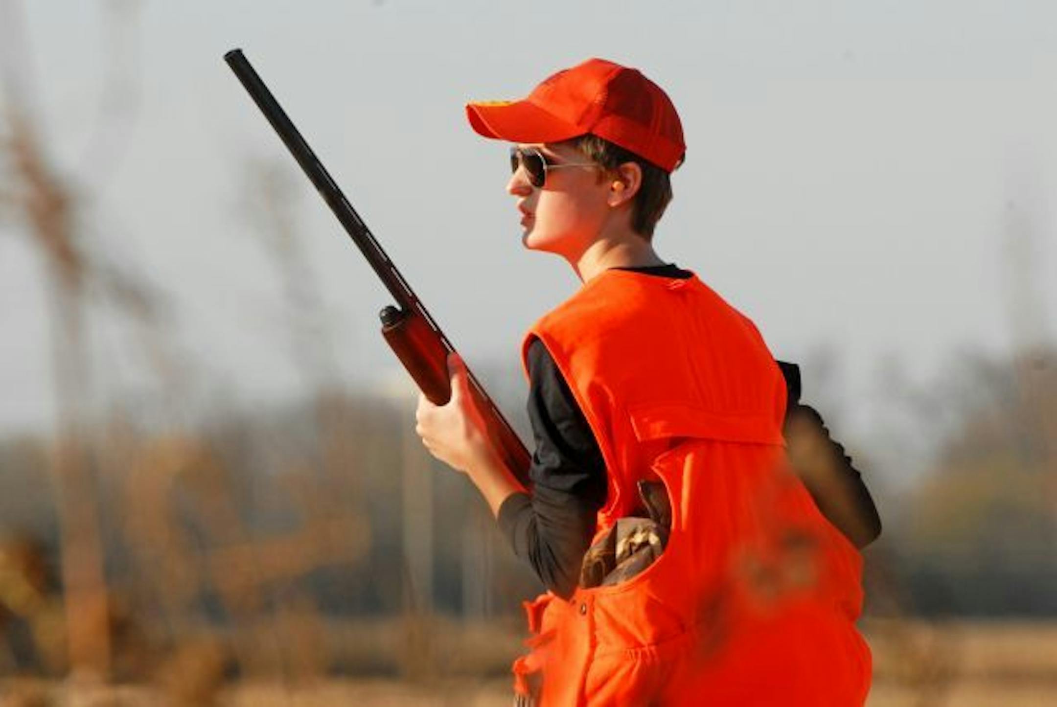 Harrison Smith, 14, of Willmar anticipated the flush of a wild rooster on Saturday.