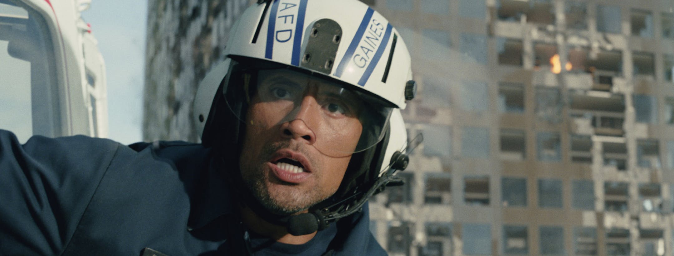 Dwayne Johnson as Ray in the action thriller "San Andreas," a prouction of New Line Cinema and Village Roadshow Pictures, released by Warner Bros. Pictures. (Jasin Boland/Warner Bros.) ORG XMIT: 1168525