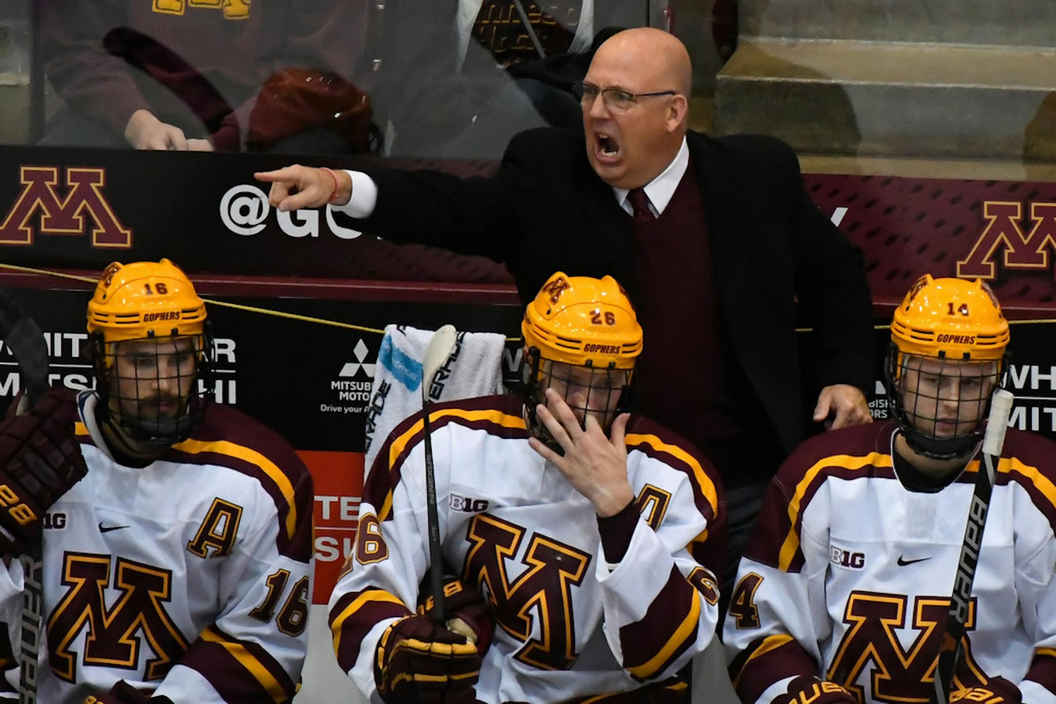 Gophers coach Bob Motzko, during a game in October.