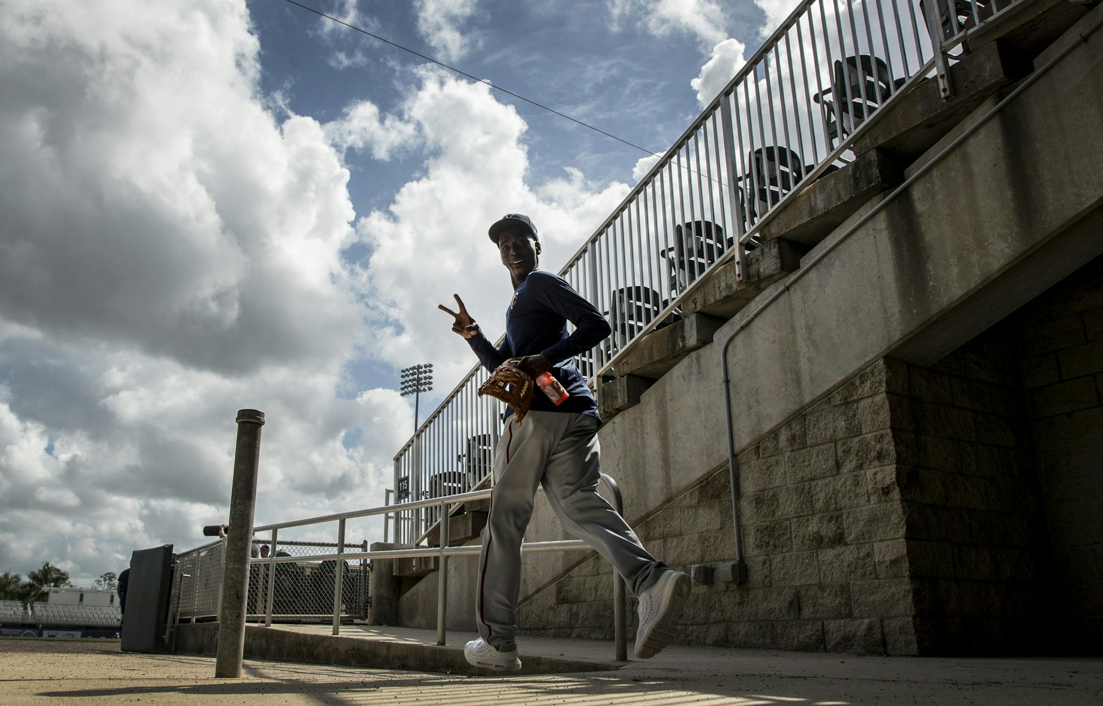 Minnesota Twins' Nick Gordon ran out to the field for practice on Thursday.