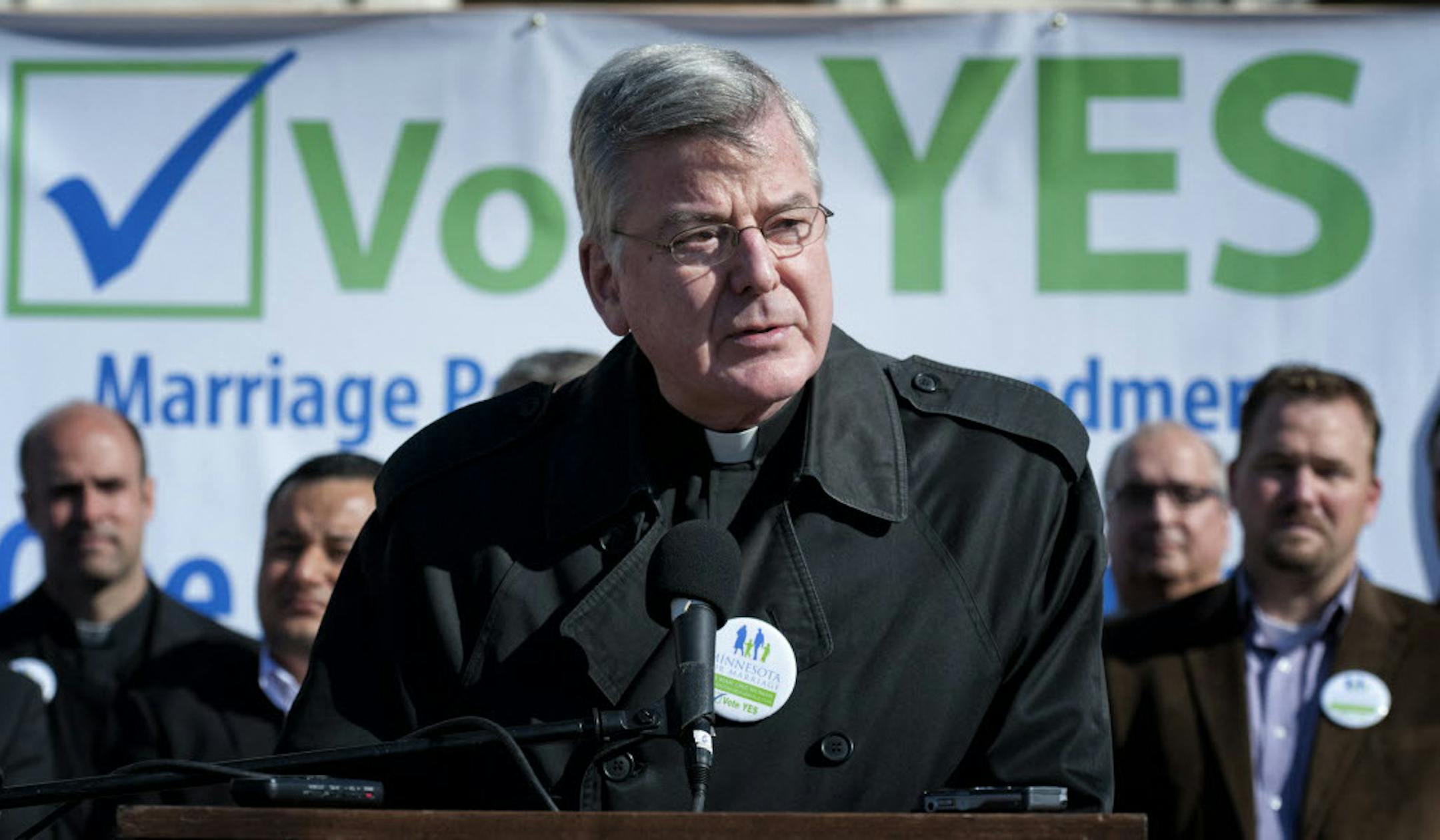 Twin Cities Catholic Archbishop John Nienstedt and several other faith leaders gathered at the state Capitol to speak out in support of the proposed marriage amendment.