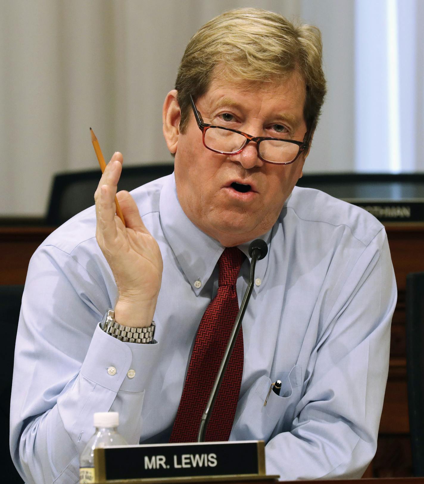 FILE - In this May 24, 2017, file photo, U.S. Rep. Jason Lewis, R-Minn. speaks at a budget committee hearing on Capitol Hill in Washington. Lewis is dismissing concerns about newly surfaced audio of the former talk radio host wondering why he couldn't call a woman "a slut." The first-term Republican made the comment in 2012 while filling in for conservative host Rush Limbaugh, in a bit on Limbaugh calling a women's rights activist a slut. It was reported by CNN Wednesday, July 18, 2018, in a sto