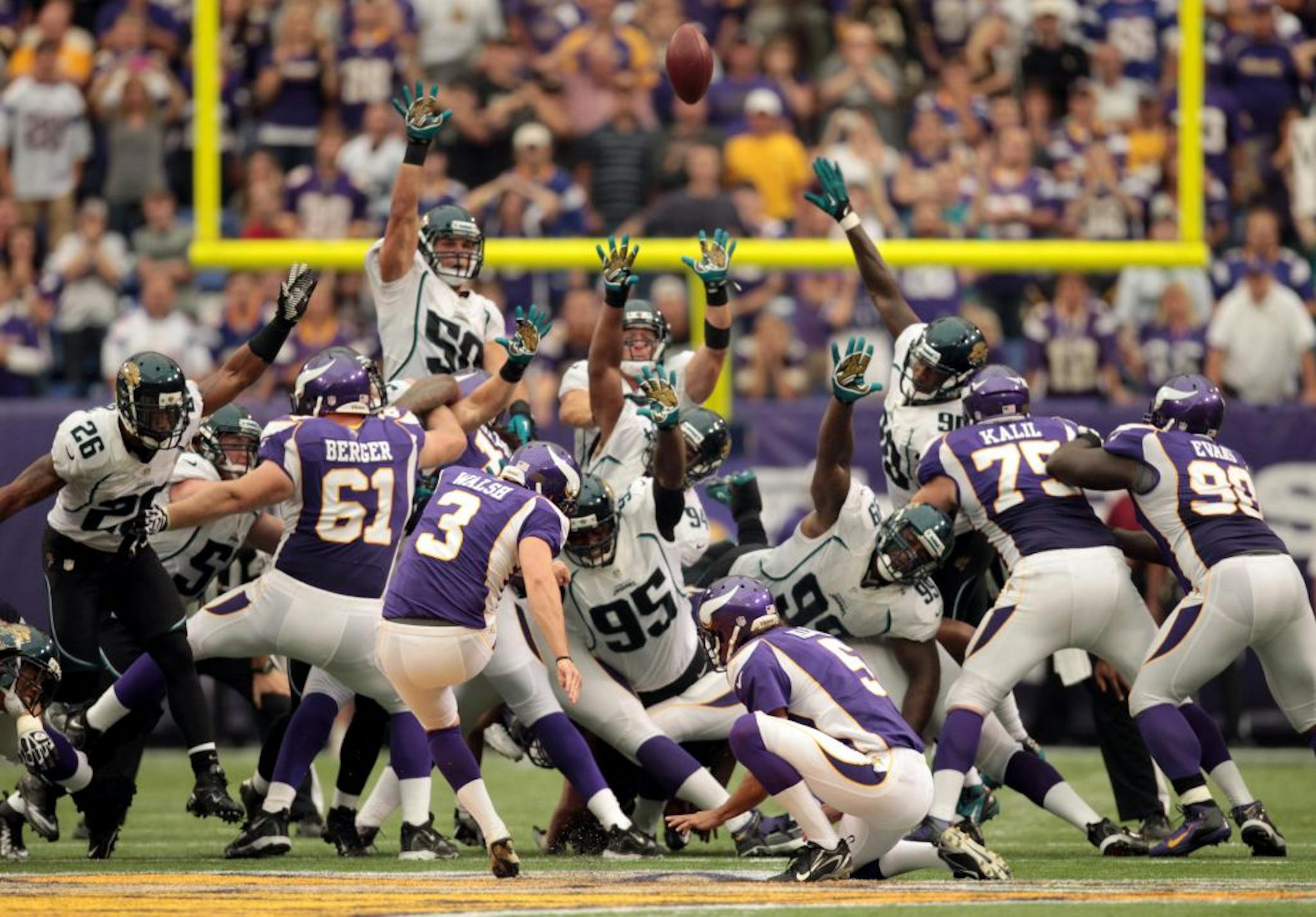 Minnesota Vikings Blair Walsh kicked a 55- yard field goal