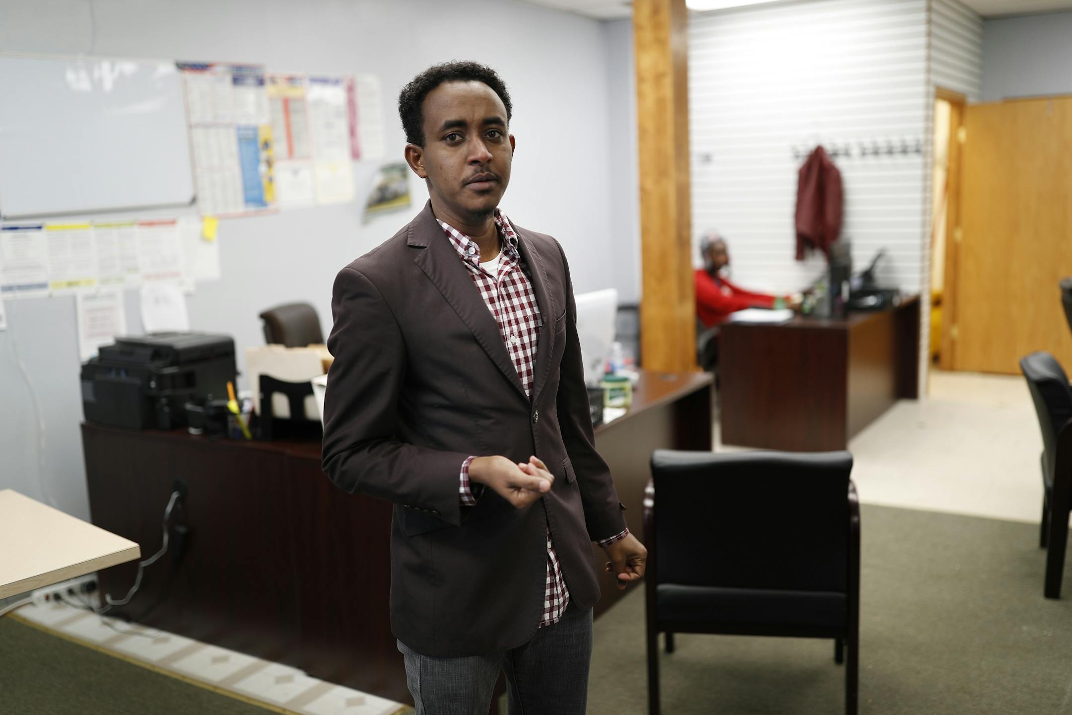 Mukhtar Budul, a manager at a home health care center, talked about President Trump's executive order Wednesday Feb 1, 2017 in Faribault, MN.