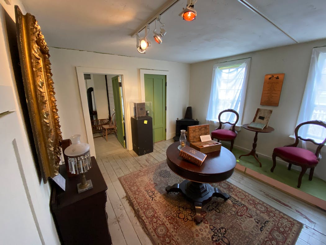 Exhibits inside the Stevens House, photographed prior to the home's opening for the season in April 2021.