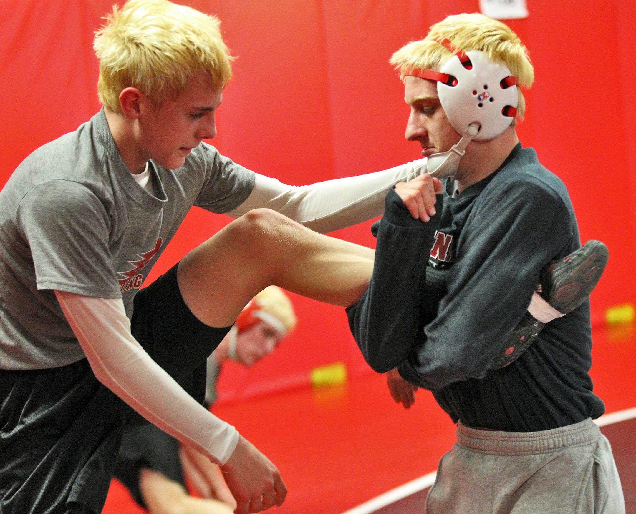 Profile of Centennial High wrestling program. Wrestlers Jack Bergeland, left, and Mike Mischke worked out.
(MARLIN LEVISON/STARTRIBUNE(mlevison@startribune.com (cq -all names from coaches)