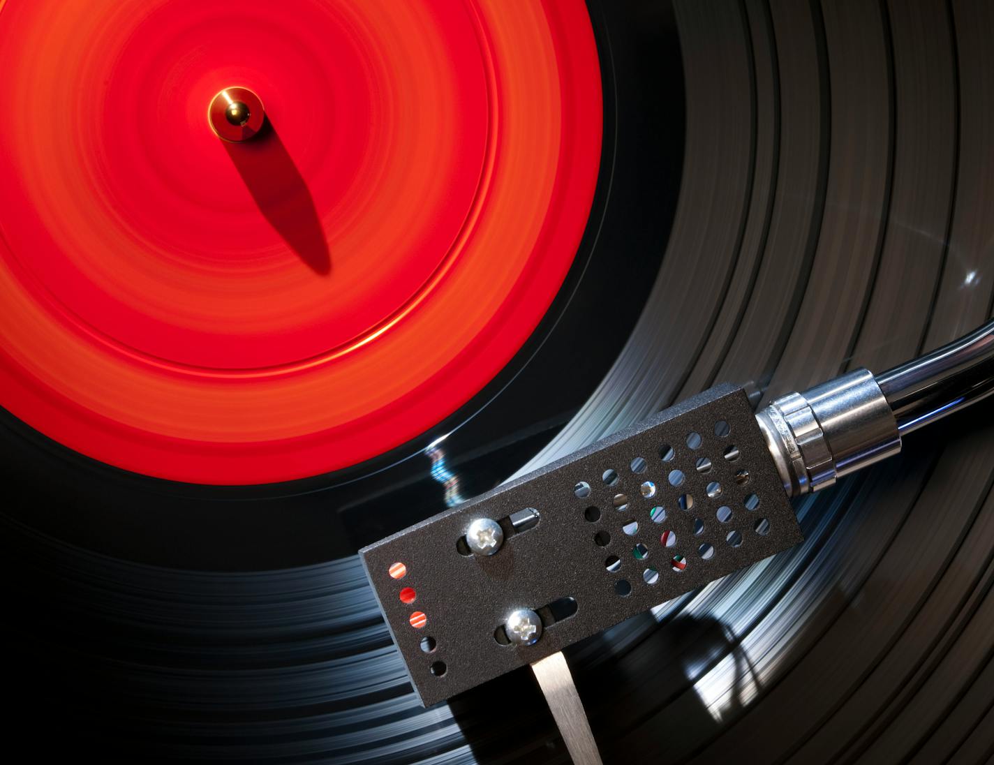 Vinyl Record Playing on a Vintage Turntable.