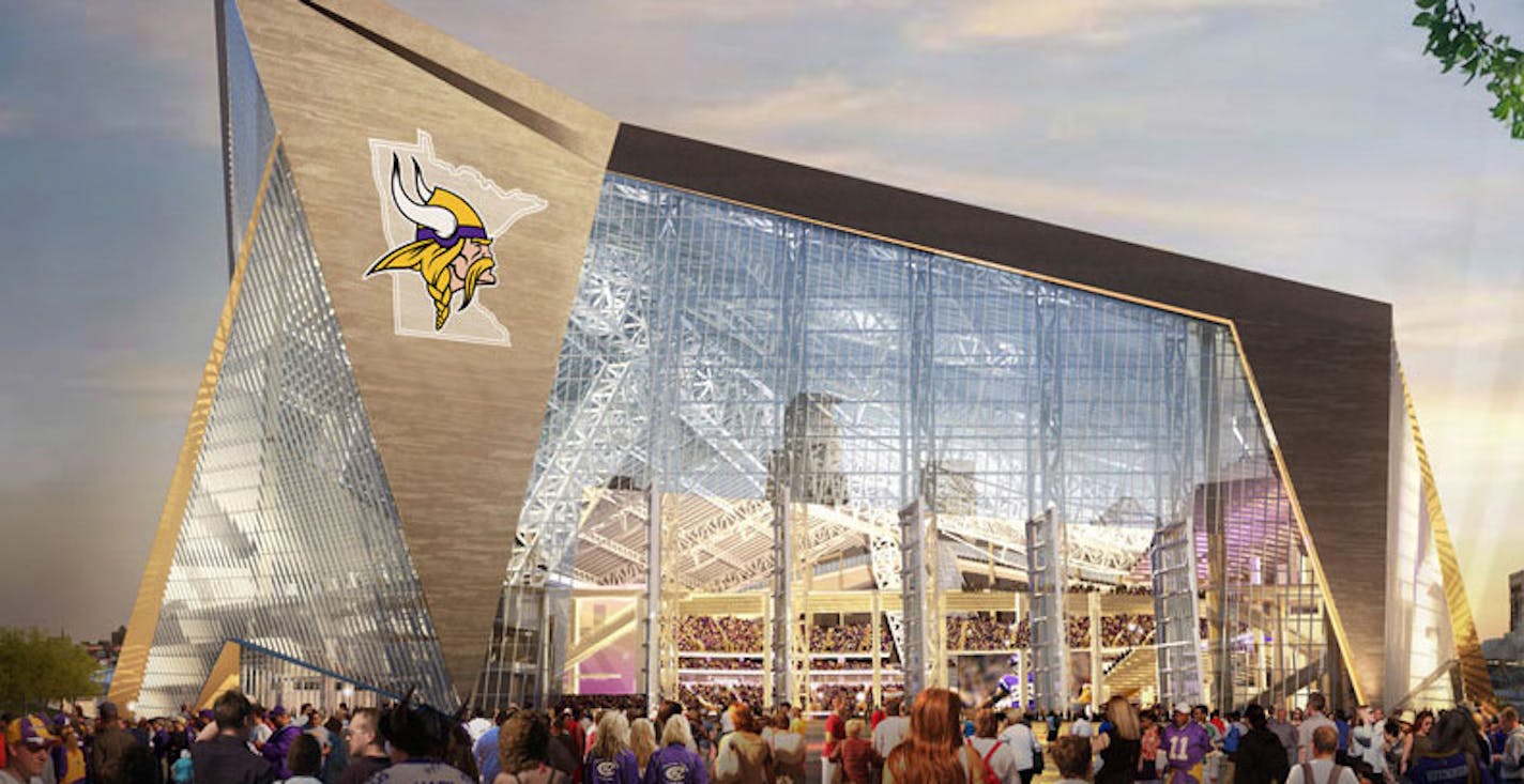 New Vikings stadium, in a rendering.