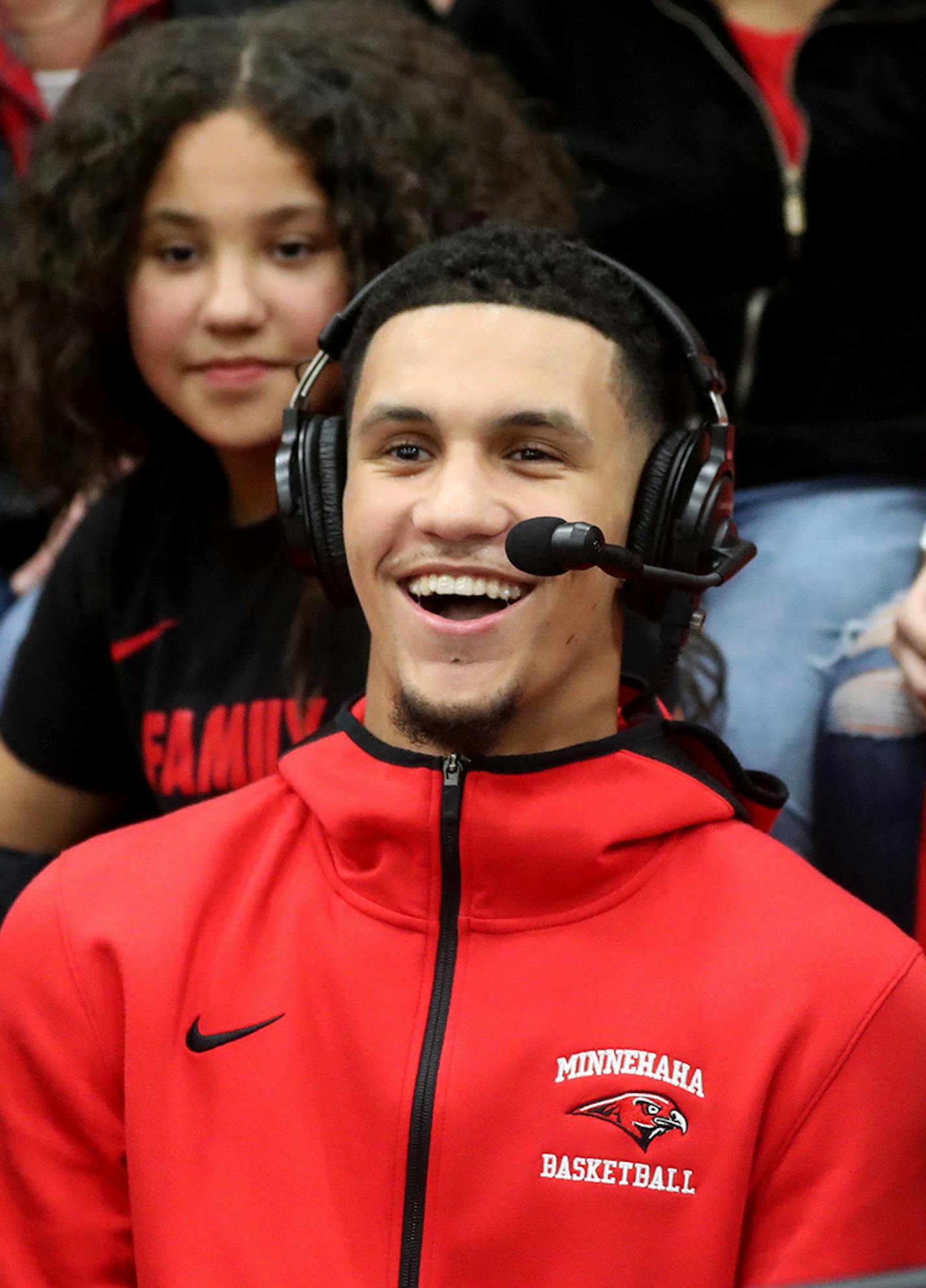 Jalen Suggs of Minnehaha Academy announced at halftime on ESPN TV that he is headed to Gonzaga University Friday, Jan. 3, 2020, at Minnehaha Academy in Minneapolis MN.] DAVID JOLES &#x2022; david.joles@startribune.com Jalen Suggs of Minnehaha Academy announces his college plans.