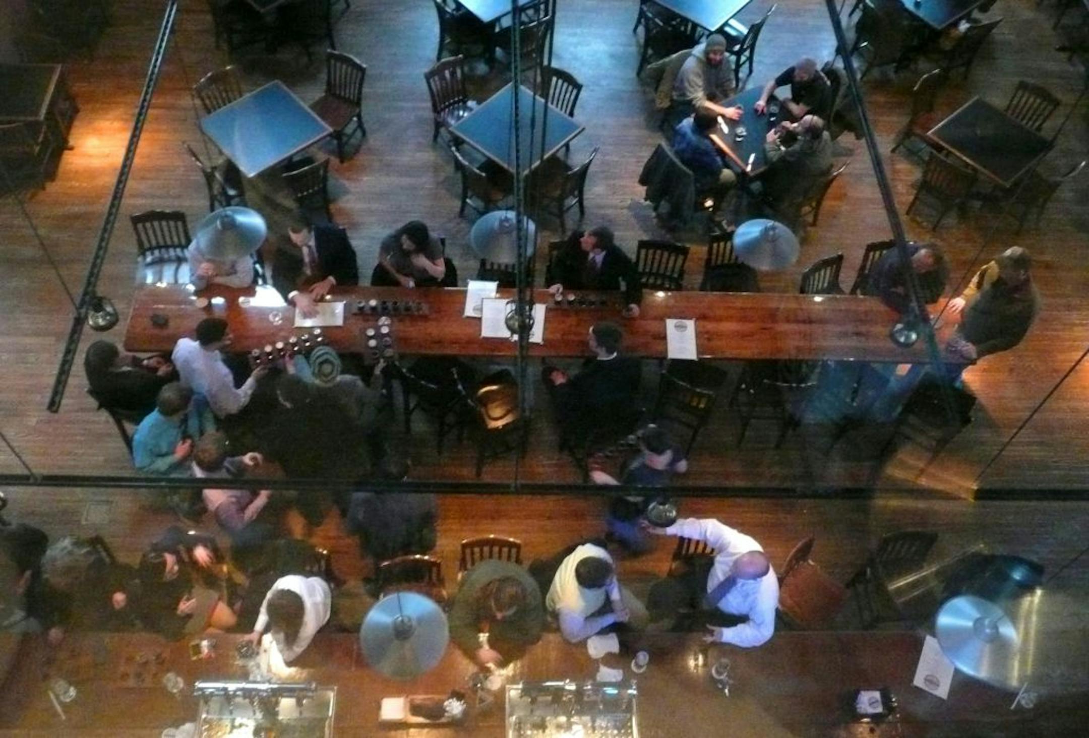 A post-work crowd gathers at Against the Grain, a newly-opened brewery in Louisville, Kentucky.