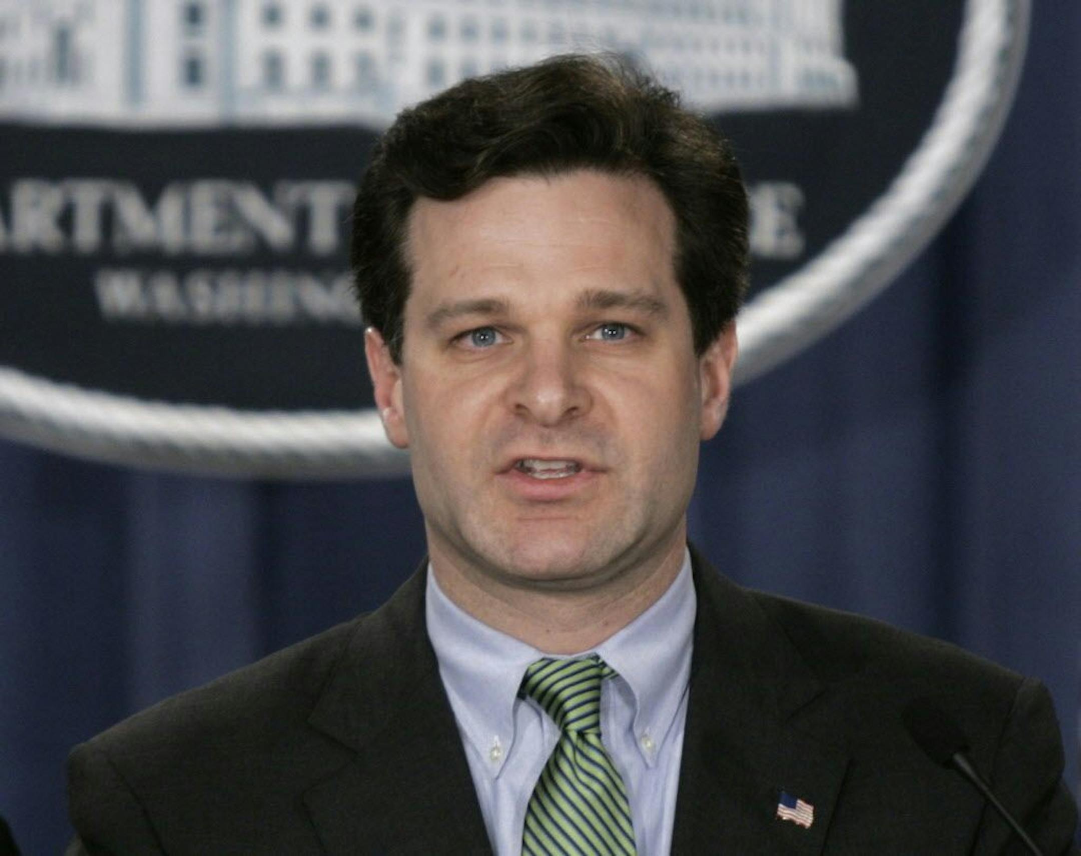 In this Jan. 12, 2005 file photo, Assistant Attorney General, Christopher Wray speaks at a press conference at the Justice Dept. in Washington. President Donald Trump has picked a longtime lawyer and former Justice Department official to be the next FBI director. Trump said on Twitter Wednesday that he will be nominating Christopher Wray, calling him �a man of impeccable credentials.�
