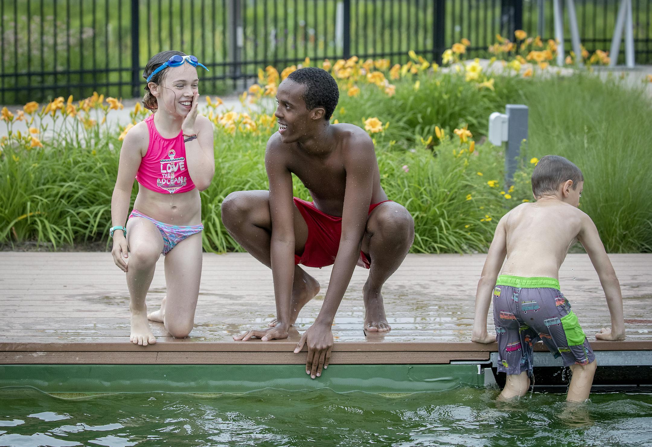 Webber Pool lifeguard Mohamed Mohamed, cq, gave swimming lessons to Mahira McClellan Sostek, 9, along with other children at the pool, Tuesday, July 9, 2019 in Minneapolis, MN. The Hennepin County Sheriff's Office (HCSO) has partnered with the Minneapolis Parks and Recreation Board to offer low-cost swimming lessons to those who need to learn to swim but cannot afford lessons. ] ELIZABETH FLORES • liz.flores@startribune.com