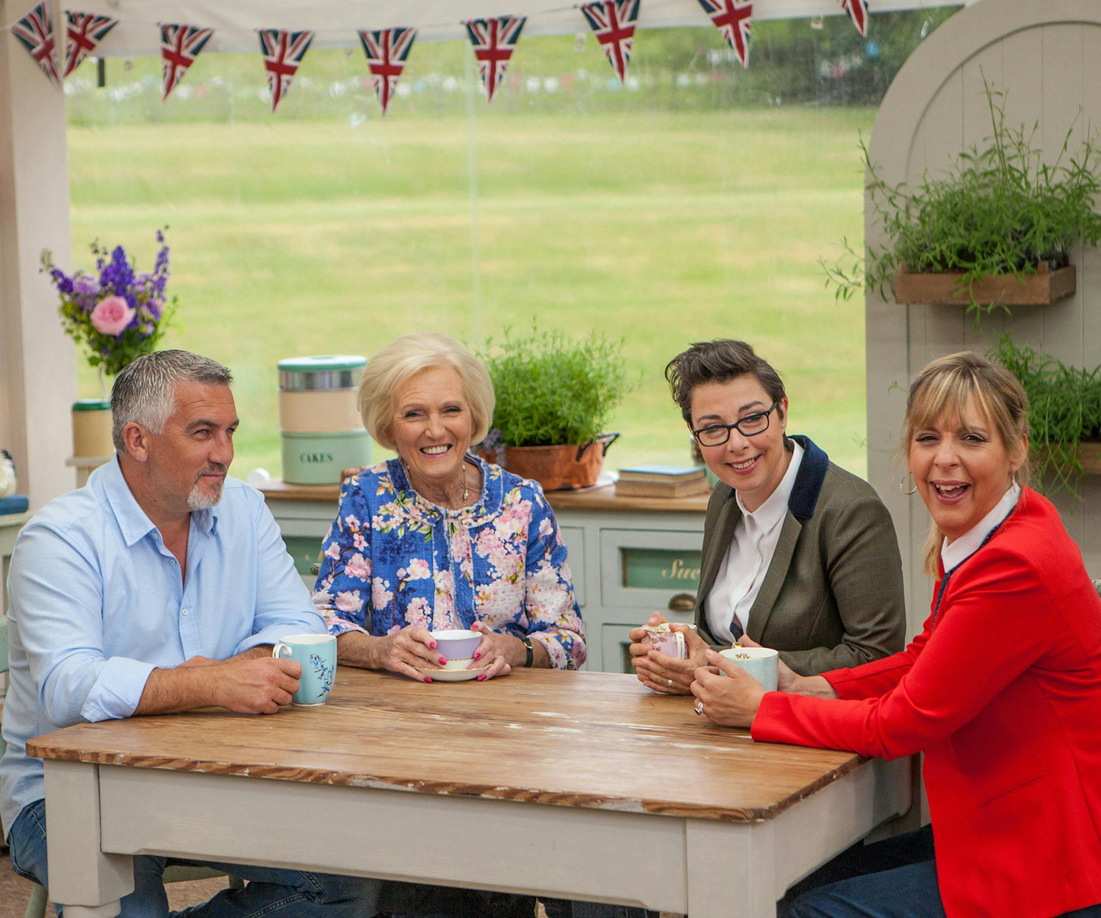 Credit: Courtesy of © Mark Bourdillion/Love Productions Paul Hollywood, Mary Berry, Sue Perkins, Mel Giedroyc return at judges/hosts of "The Great British Baking Show."